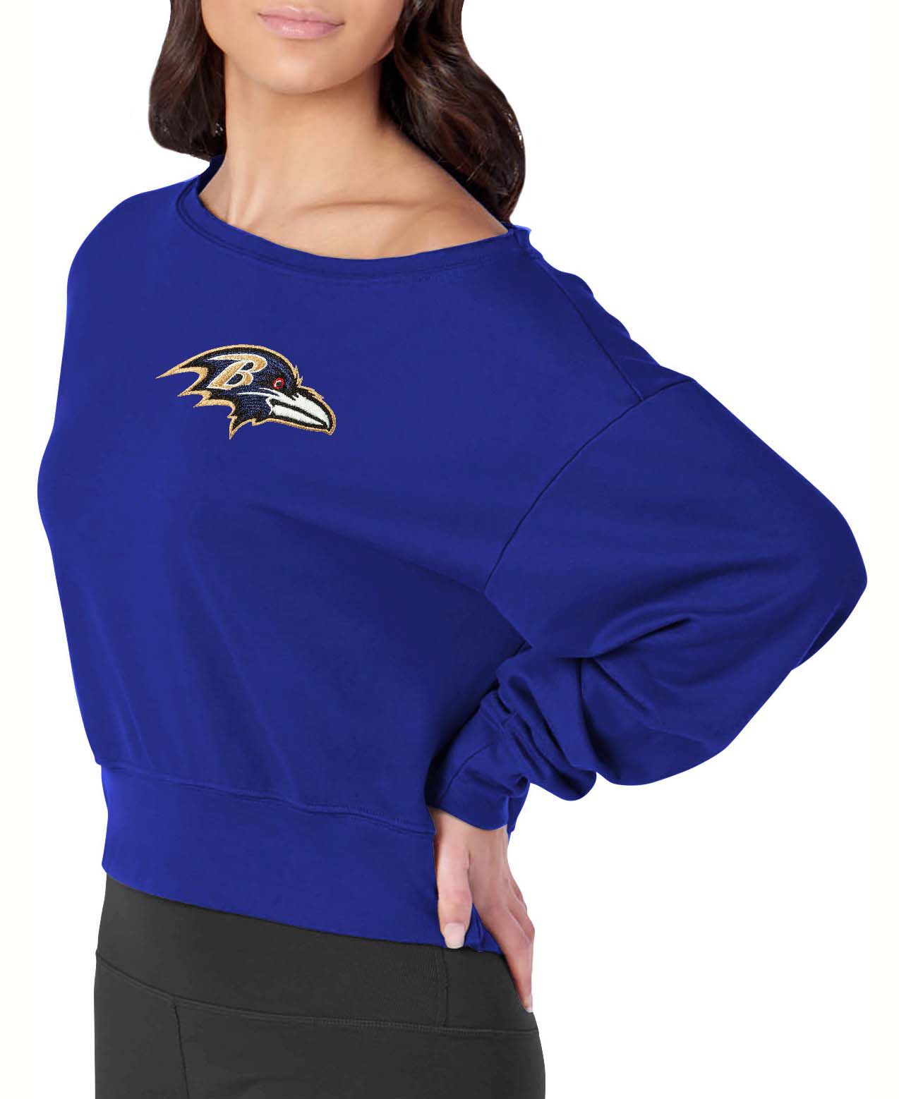 Certo Women's Baltimore Ravens Purple Off the Shoulder Crew Pullover product image