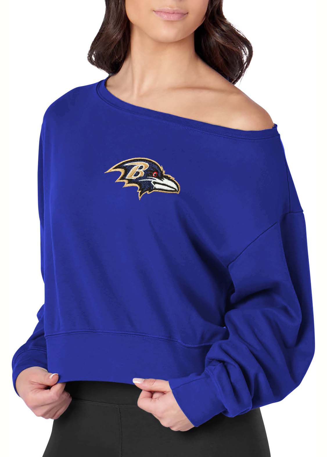 Certo Women's Baltimore Ravens Purple Off the Shoulder Crew Pullover product image