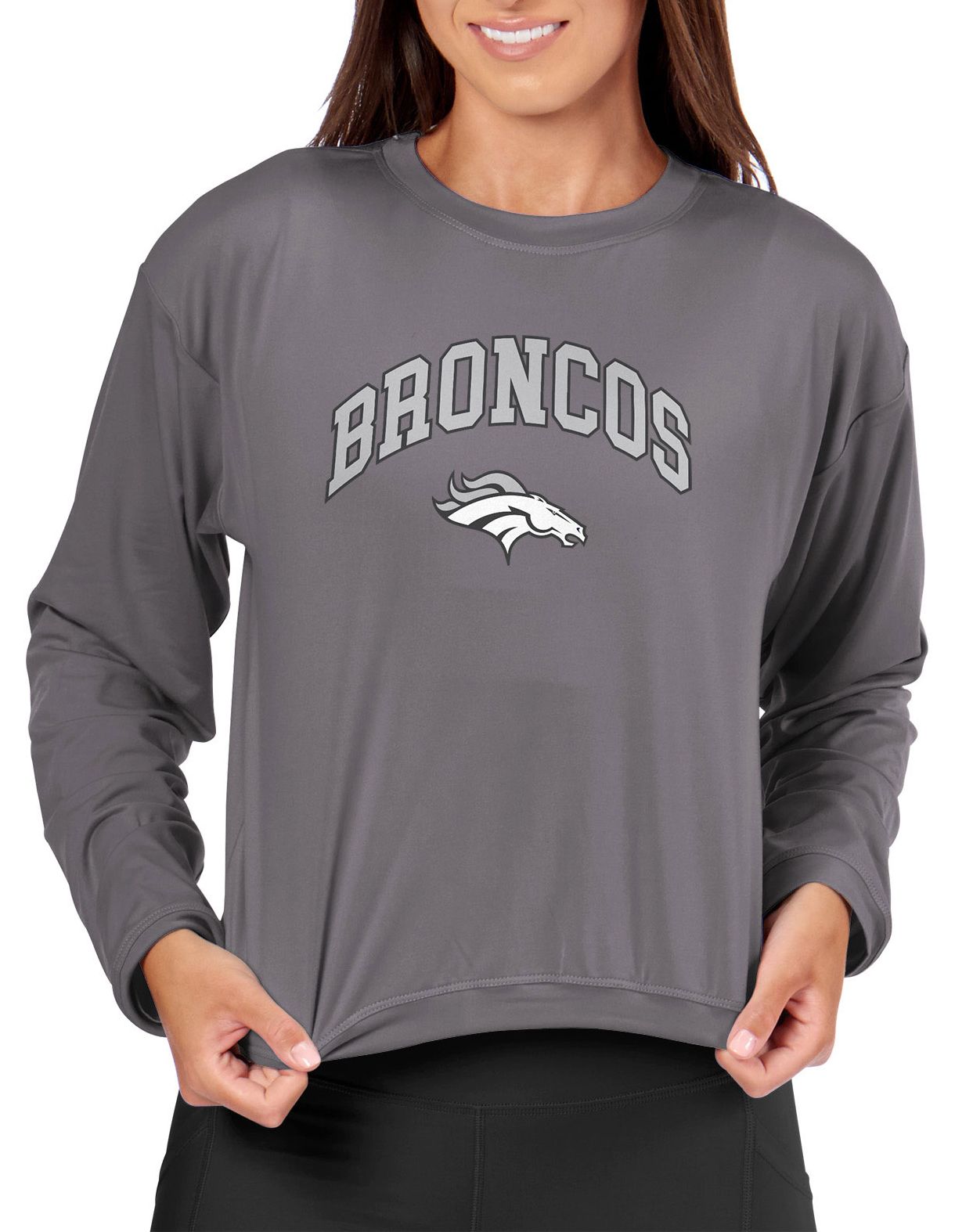 Certo Women's Denver Broncos Dark Haze Tie Dye Script Long Sleeve T-Shirt product image