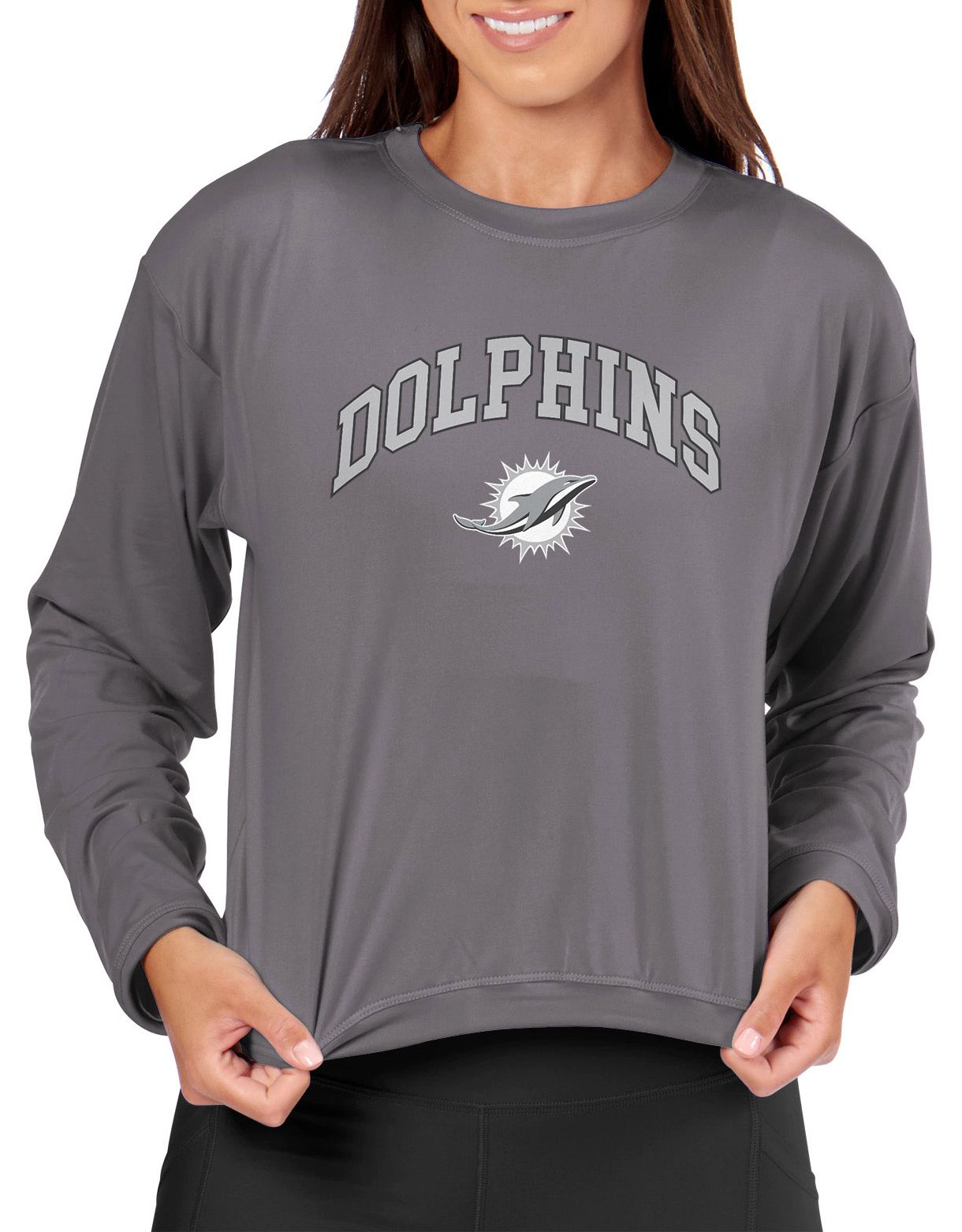 Certo Women's Miami Dolphins Dark Haze Tie Dye Script Long Sleeve T-Shirt product image