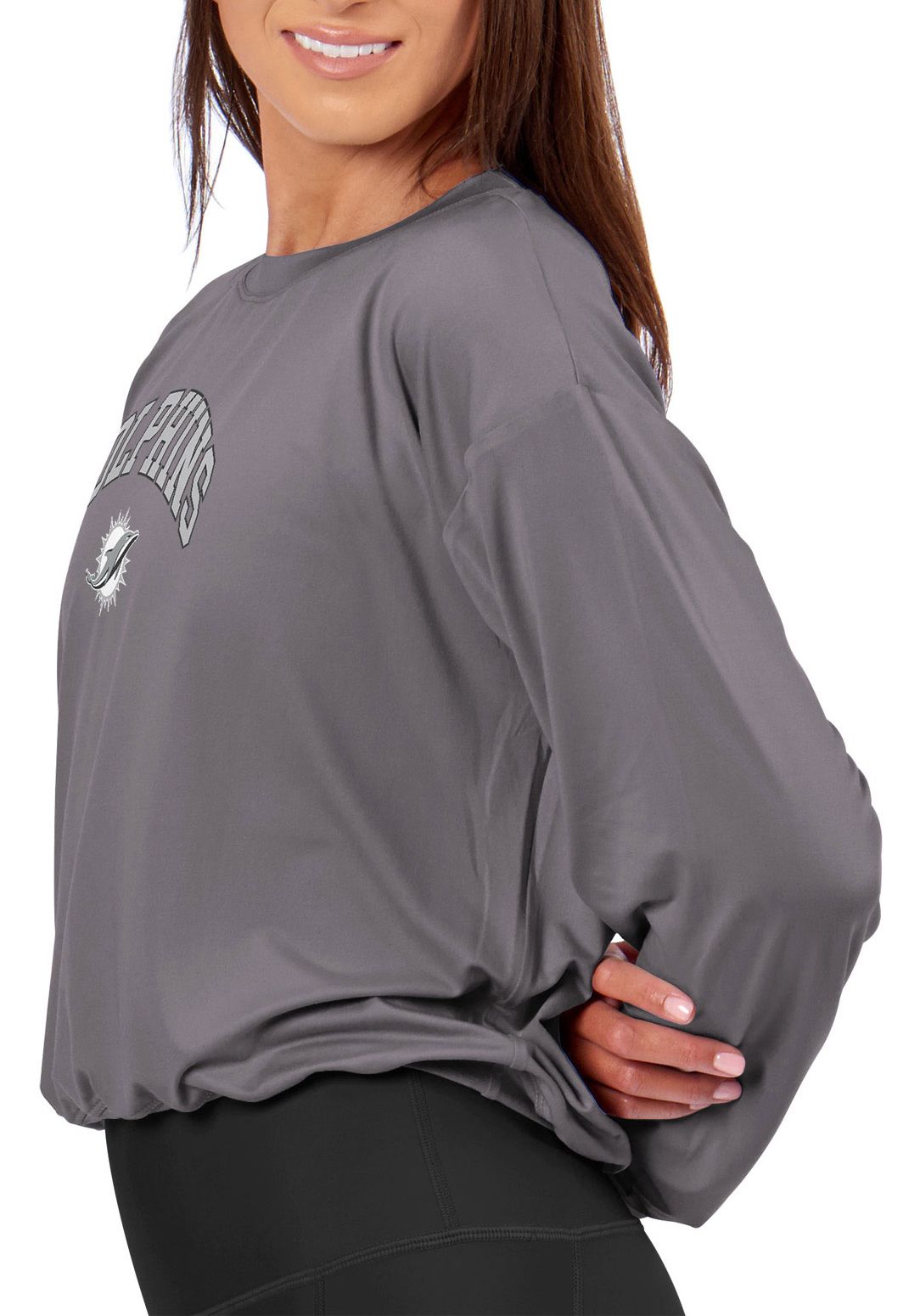 Certo Women's Miami Dolphins Dark Haze Tie Dye Script Long Sleeve T-Shirt product image