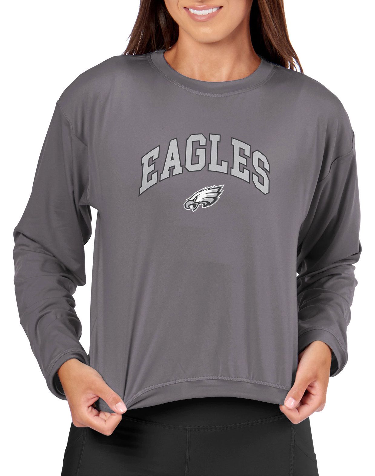 Certo Women's Philadelphia Eagles Dark Haze Tie Dye Script Long Sleeve T-Shirt product image