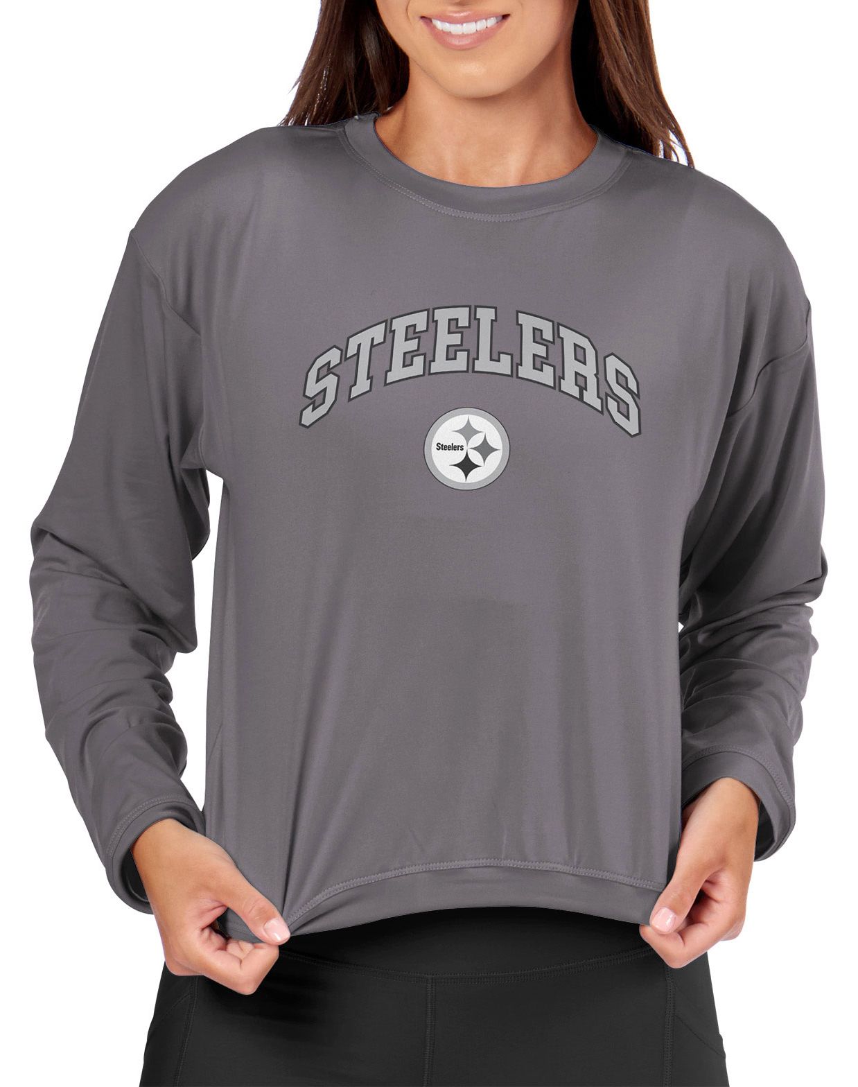 Certo Women's Pittsburgh Steelers Dark Haze Tie Dye Script Long Sleeve T-Shirt product image