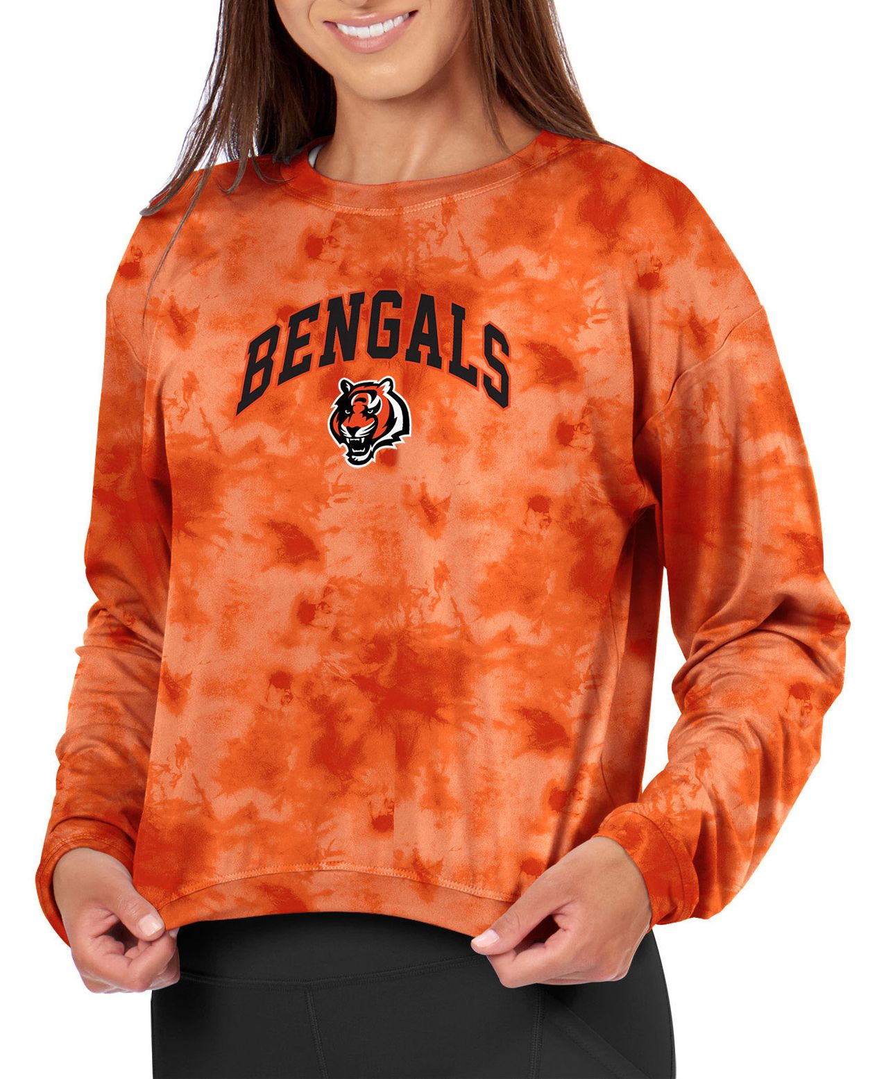 Certo Women's Cincinnati Bengals Orange Tie Dye Script Long Sleeve T-Shirt product image