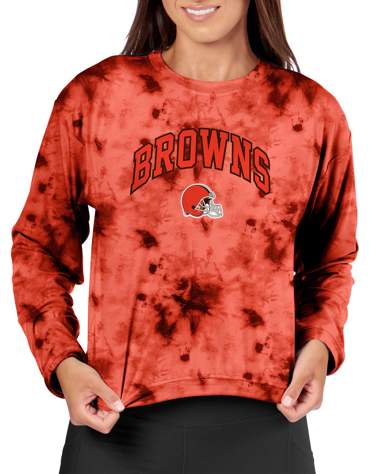 Certo Women's Cleveland Browns Orange Tie Dye Script Long Sleeve T-Shirt product image