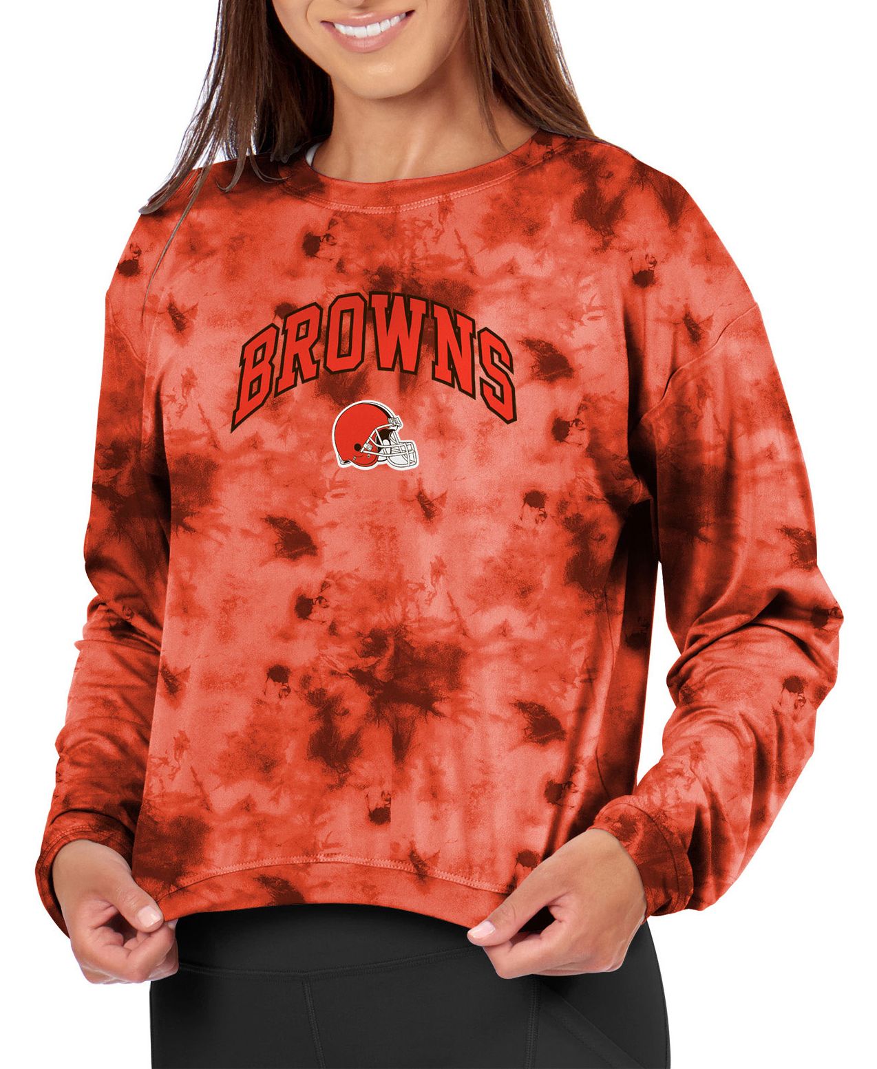 Certo Women's Cleveland Browns Orange Tie Dye Script Long Sleeve T-Shirt product image