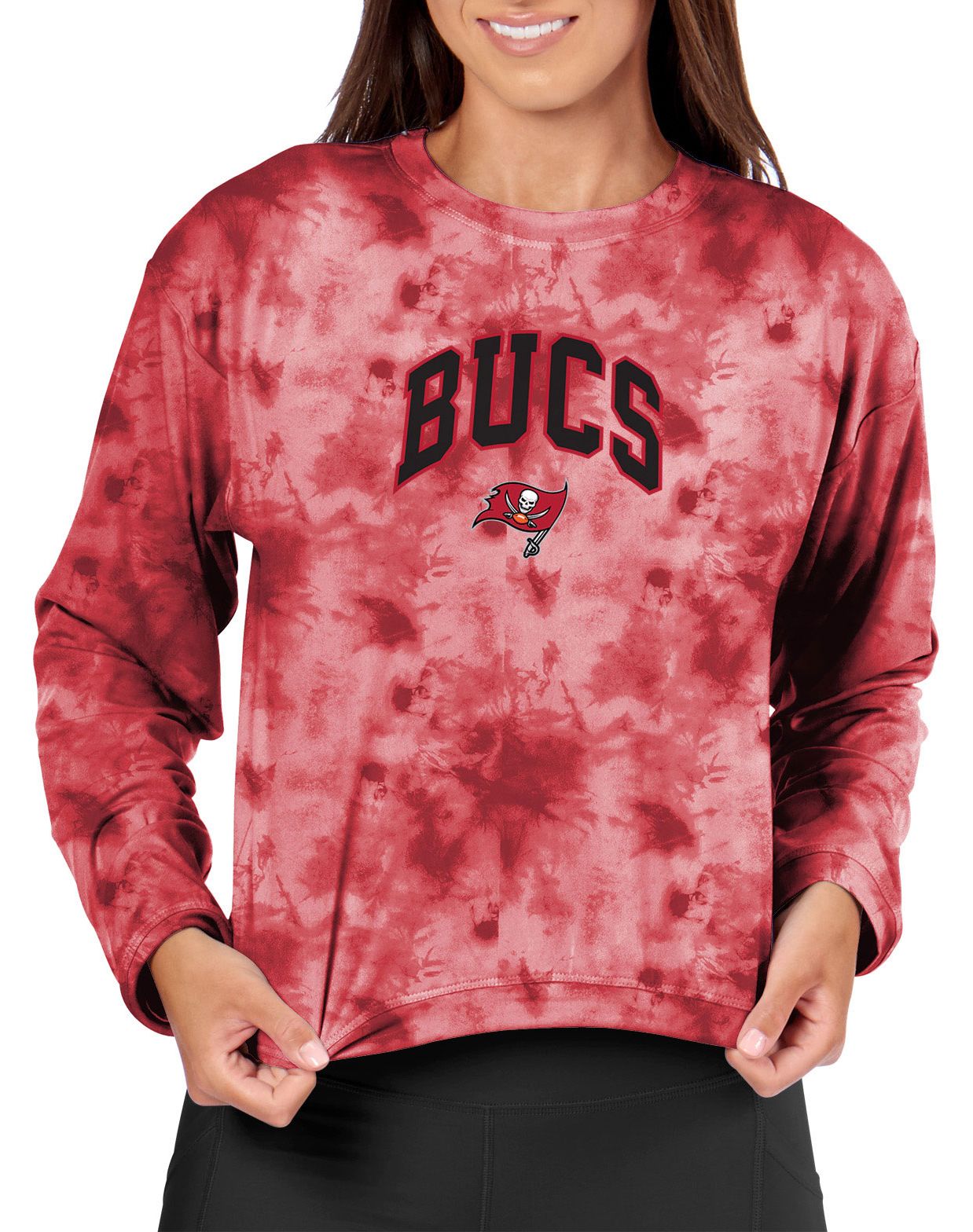 Certo Women's Tampa Bay Buccaneers Red Tie Dye Script Long Sleeve T-Shirt product image