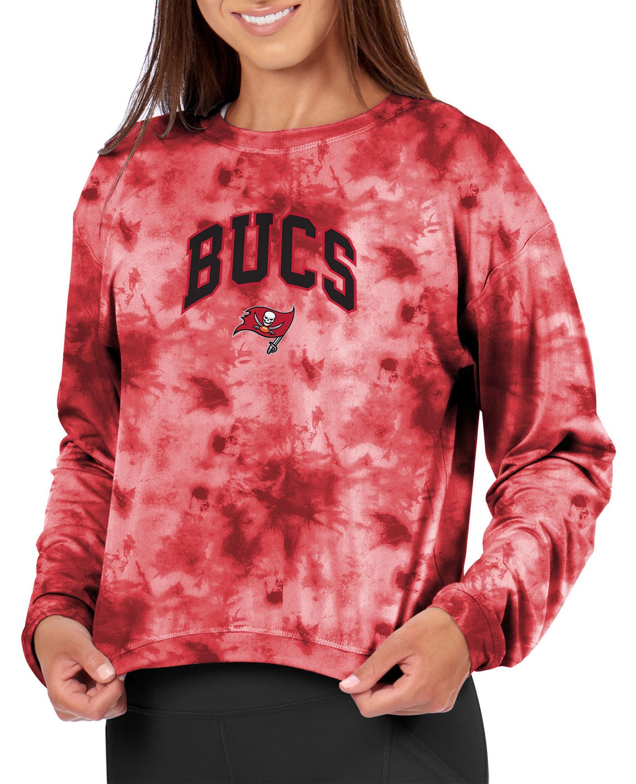 Certo Women's Tampa Bay Buccaneers Red Tie Dye Script Long Sleeve T-Shirt product image