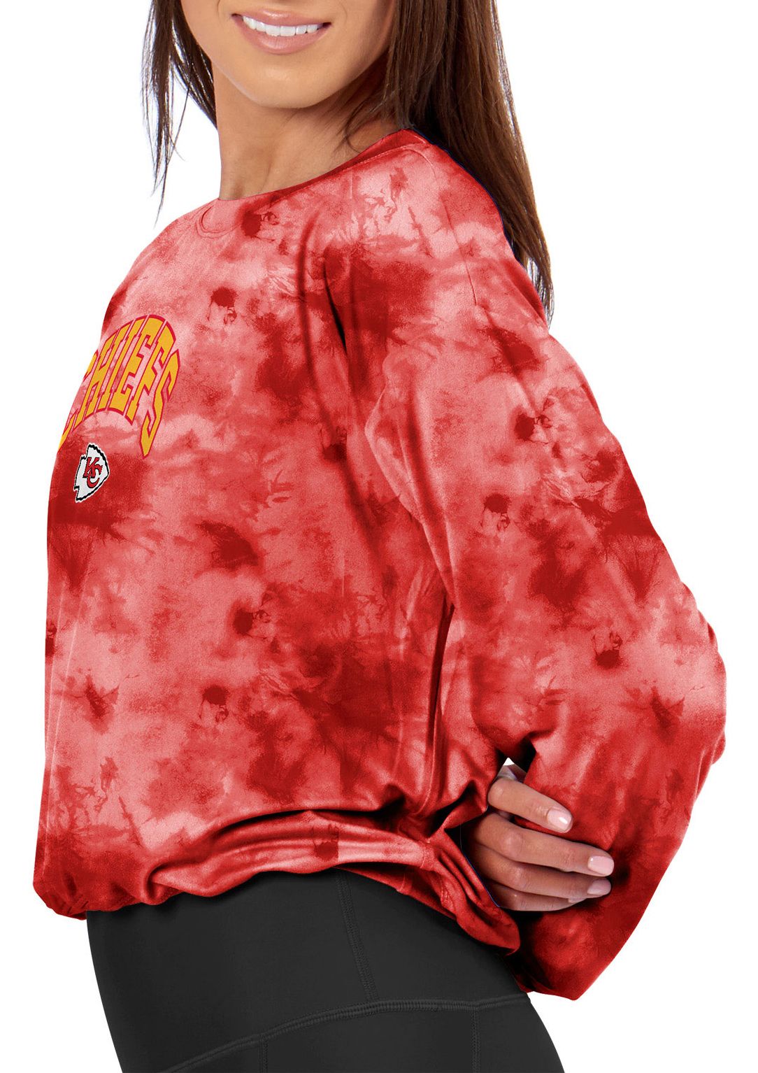 Certo Women's Kansas City Chiefs Red Tie Dye Script Long Sleeve T-Shirt product image