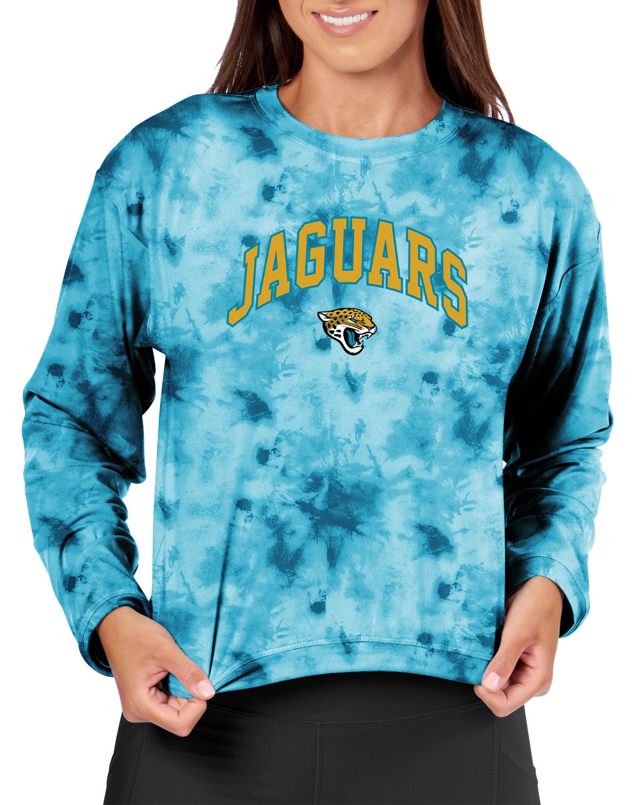 Certo Women's Jacksonville Jaguars Turquoise Tie Dye Script Long Sleeve T-Shirt product image