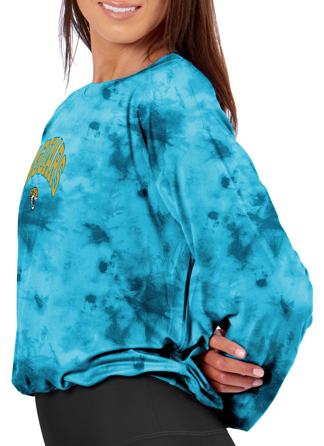 Certo Women's Jacksonville Jaguars Turquoise Tie Dye Script Long Sleeve T-Shirt product image