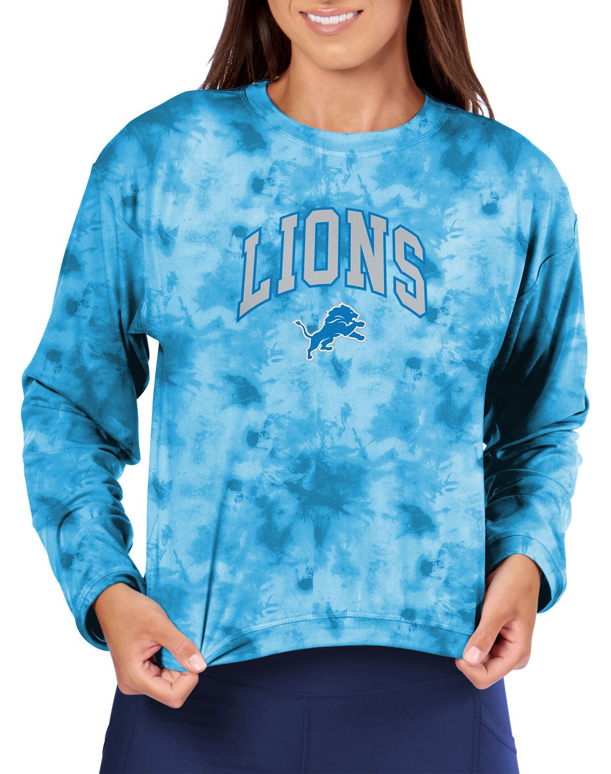 Certo Women's Detroit Lions Light Blue Tie Dye Script Long Sleeve T-Shirt product image