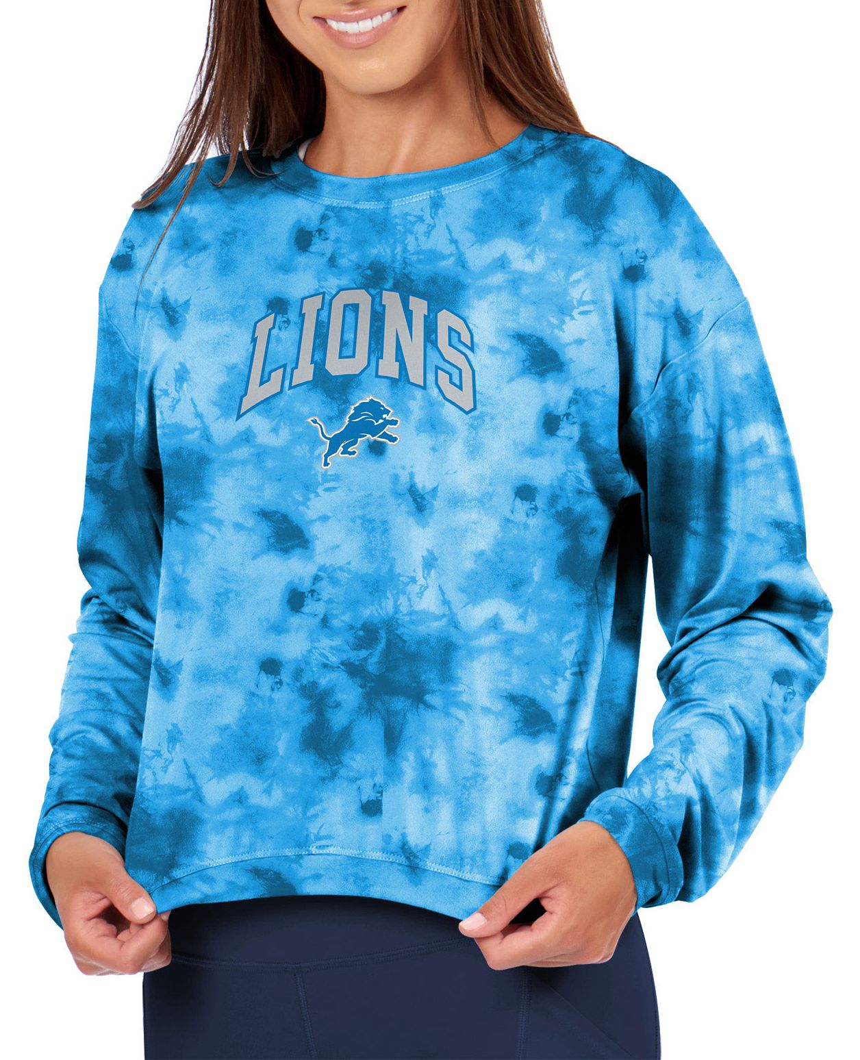 Certo Women's Detroit Lions Light Blue Tie Dye Script Long Sleeve T-Shirt product image