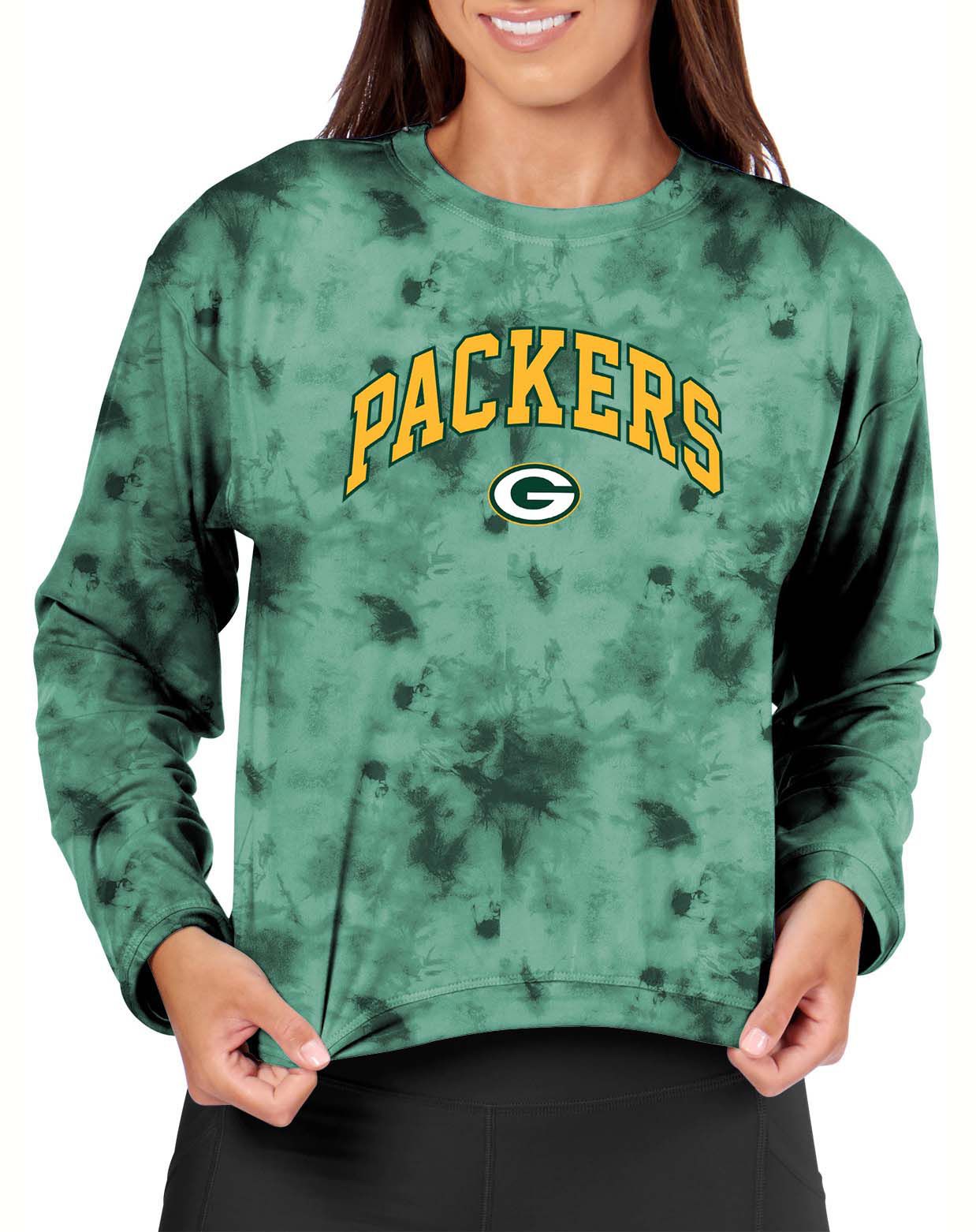 Certo Women's Green Bay Packers Green Tie Dye Script Long Sleeve T-Shirt product image