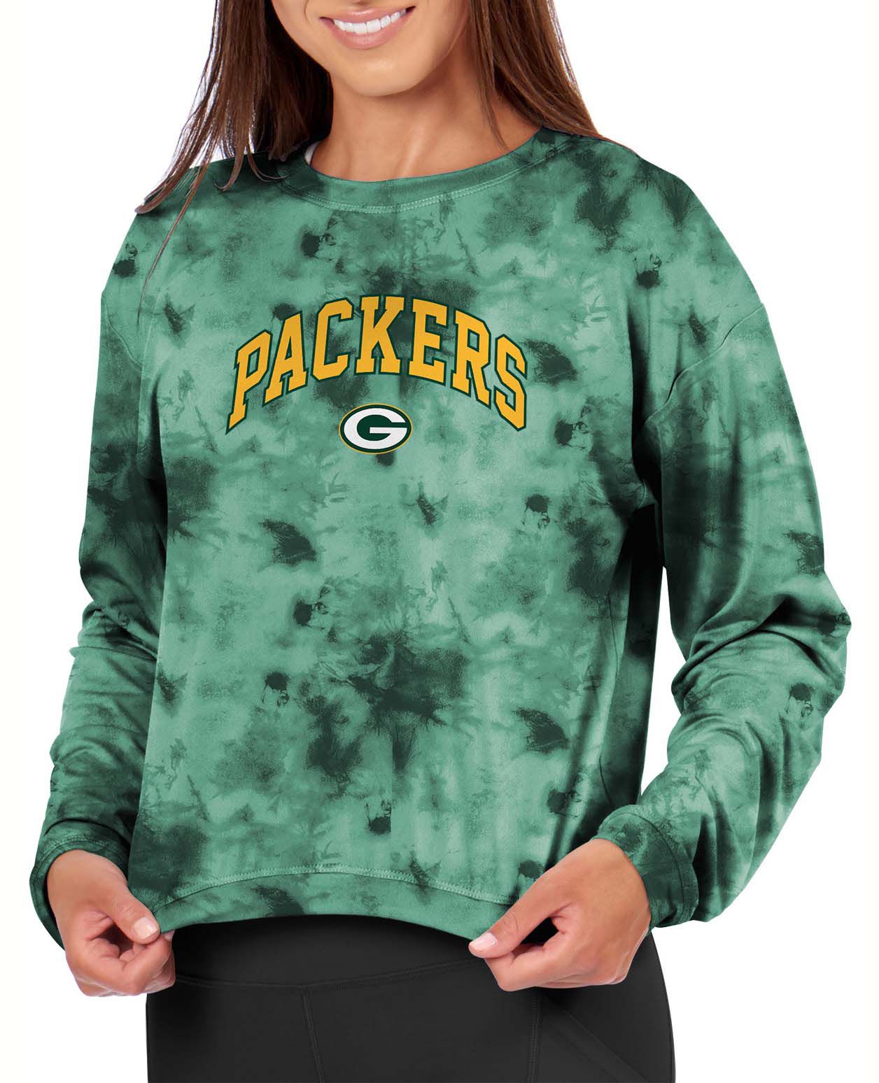 Certo Women's Green Bay Packers Green Tie Dye Script Long Sleeve T-Shirt product image