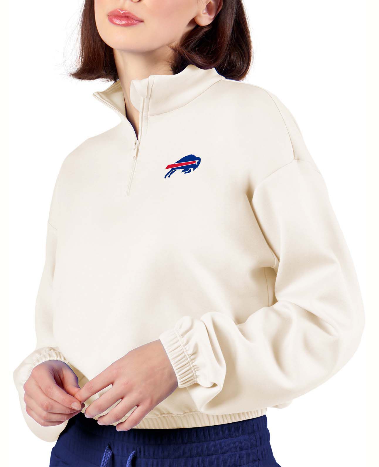 Certo Women's Buffalo Bills Bone Cropped 1/4 Sleeve Shirt product image
