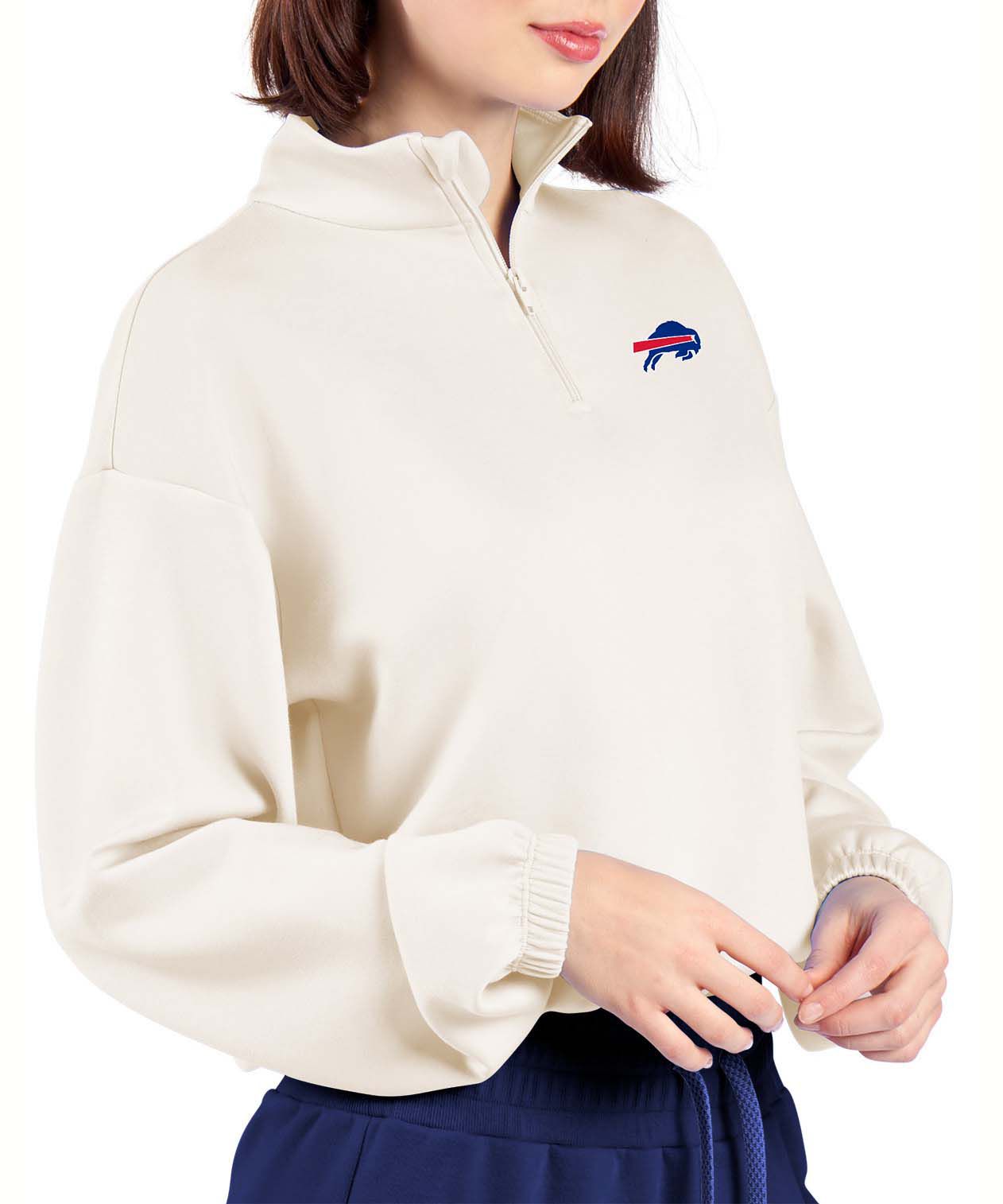 Certo Women's Buffalo Bills Bone Cropped 1/4 Sleeve Shirt product image
