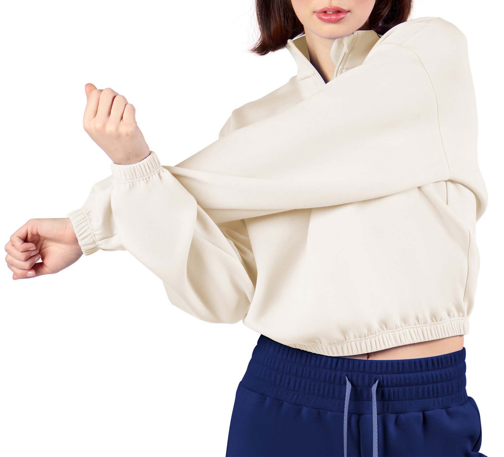 Certo Women's Denver Broncos Bone Cropped 1/4 Sleeve Shirt product image