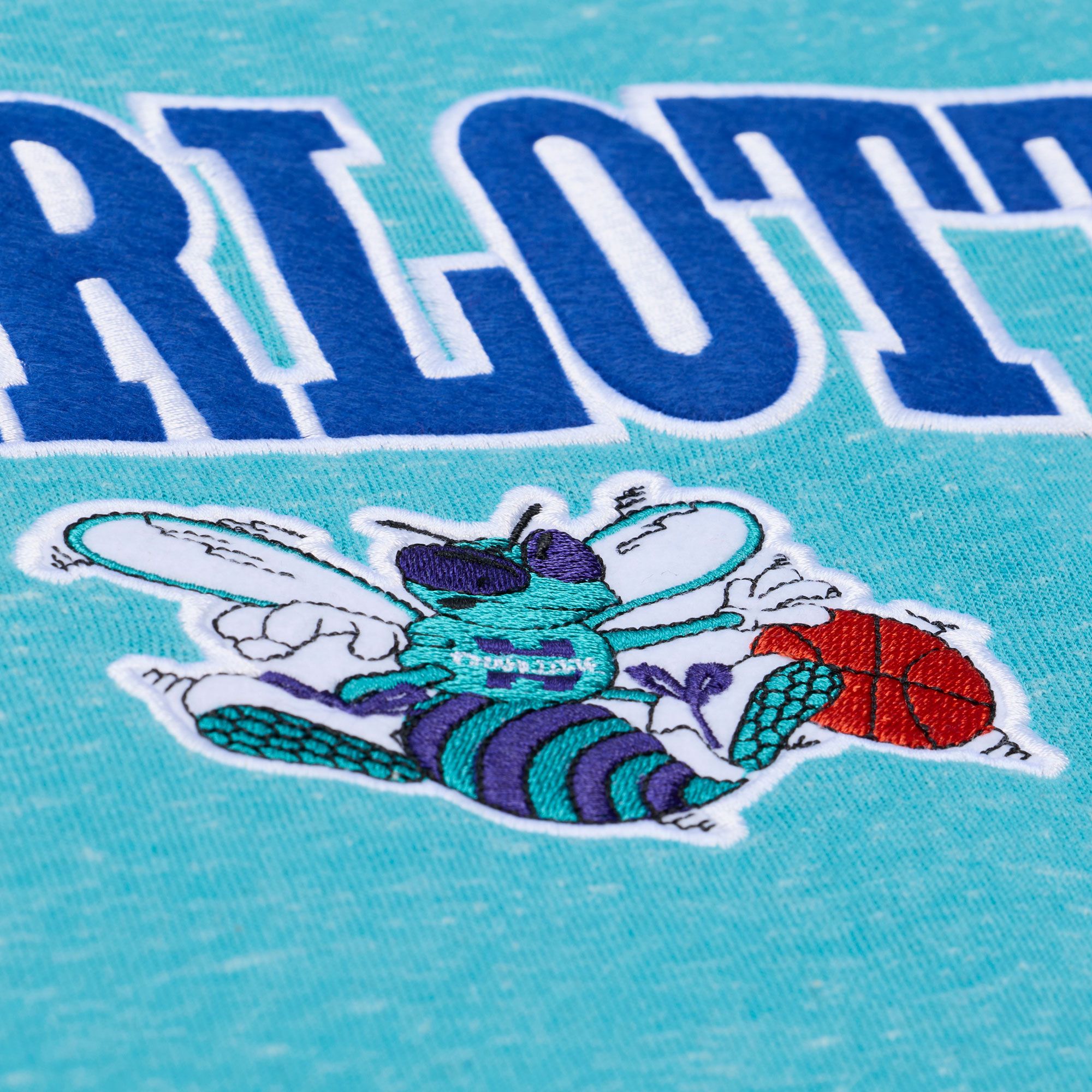 Mitchell & Ness Men's Charlotte Hornets Blue Retro Graphic Snow Washed Crewneck Sweatshirt product image