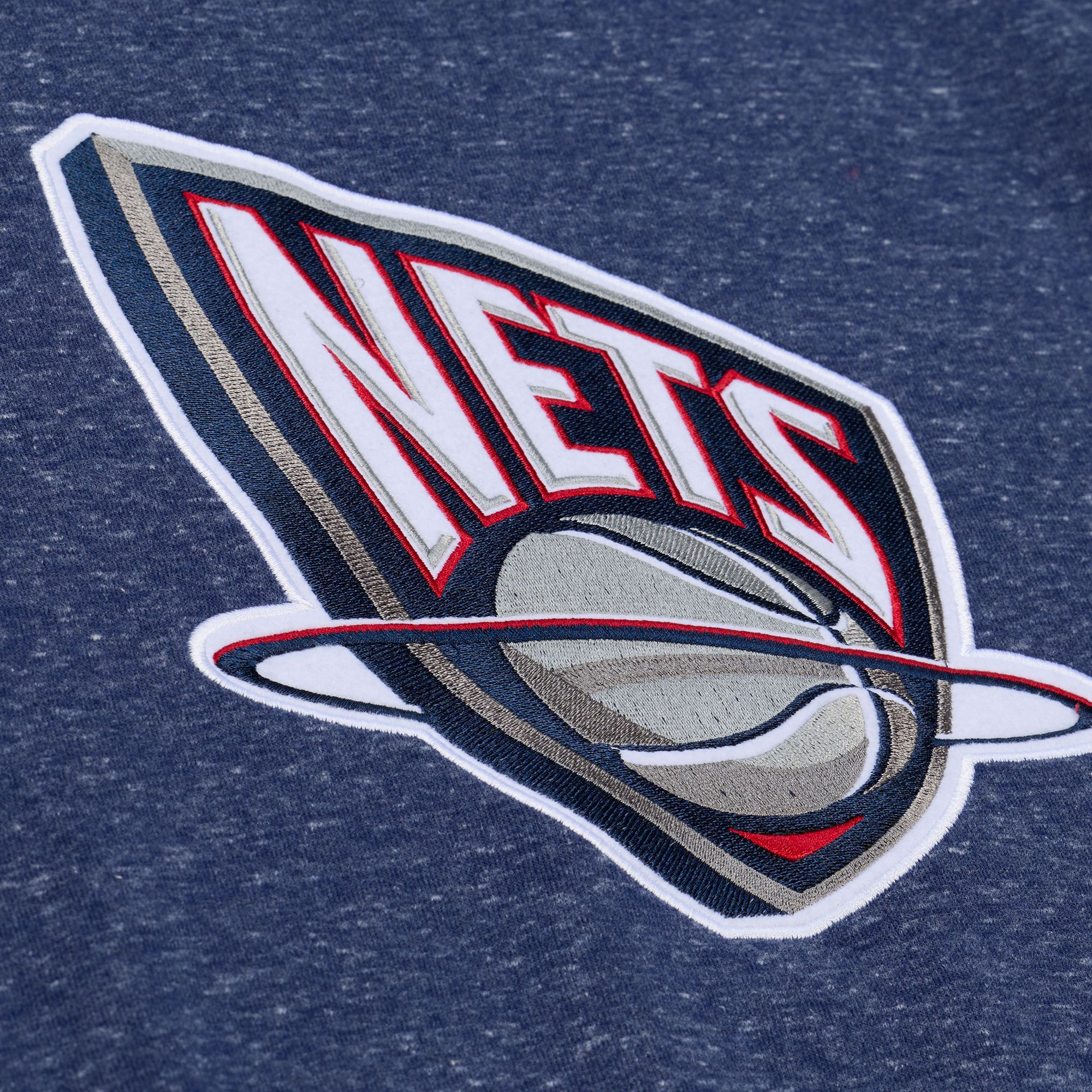 Mitchell & Ness Men's Brooklyn Nets Navy Retro Graphic Snow Washed Crewneck Sweatshirt product image