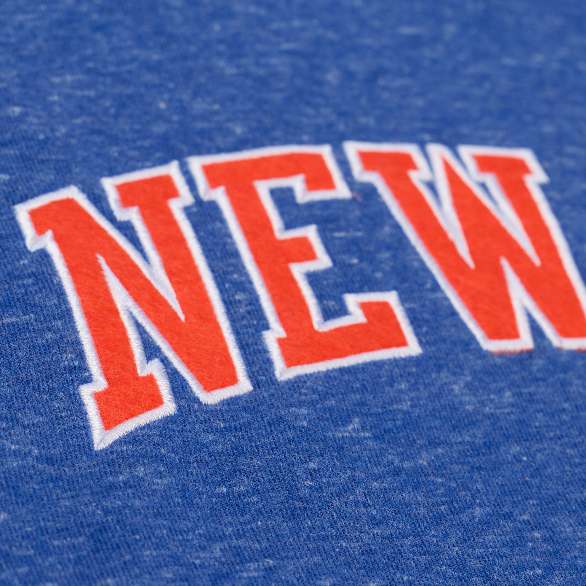 Mitchell & Ness Men's New York Knicks Royal Retro Graphic Snow Washed Crewneck Sweatshirt product image