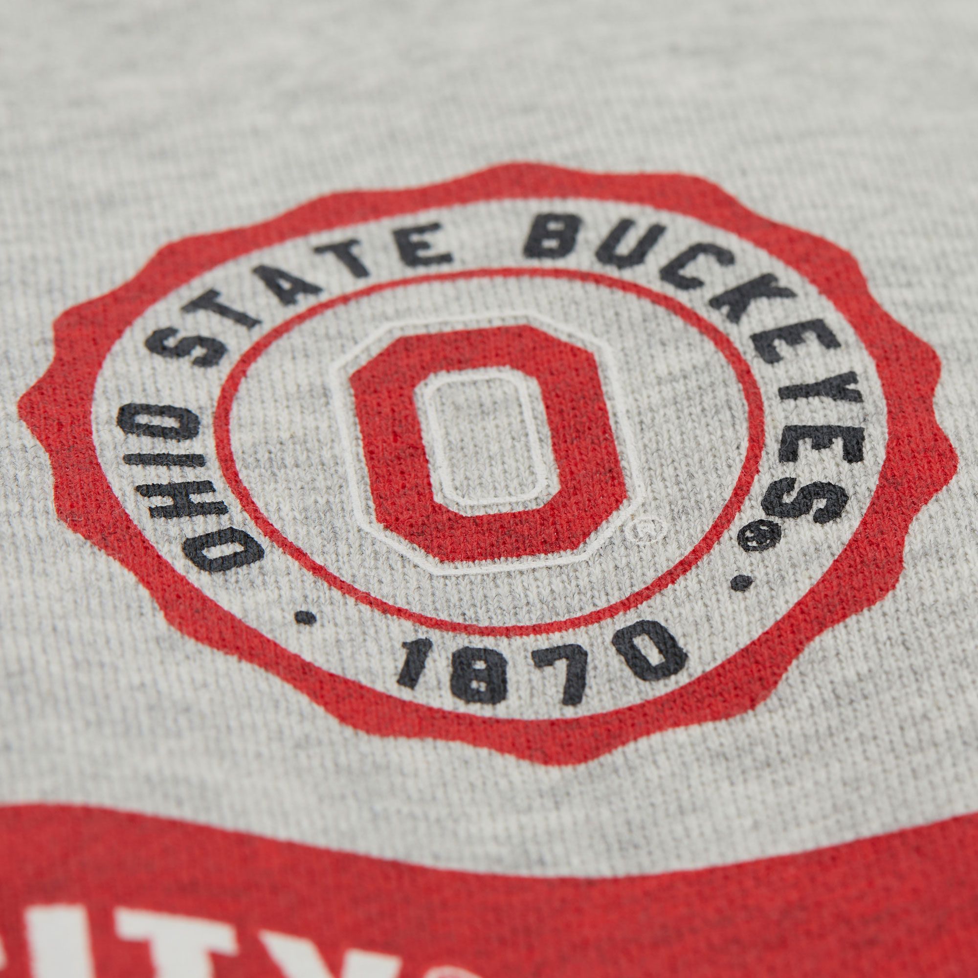 Mitchell & Ness Men's Ohio State Buckeyes Grey AOP Fleece Crew Pullover Sweatshirt product image