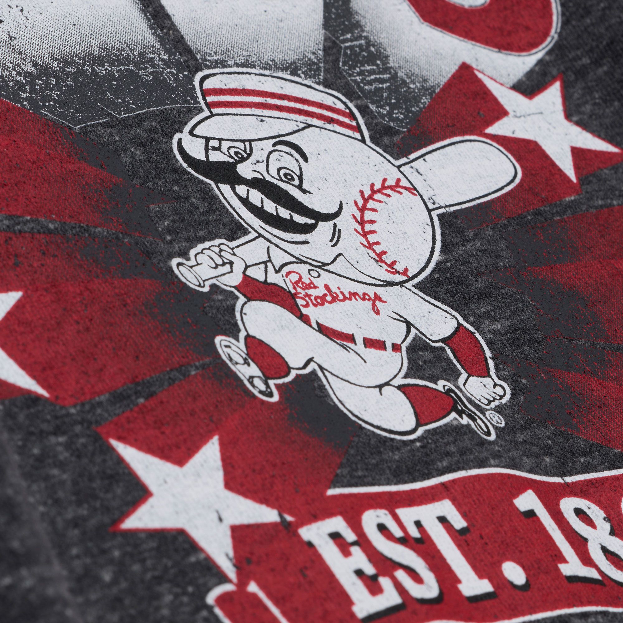 Mitchell & Ness Women's Cincinnati Reds Black Enxyme Star Crewneck Sweatshirt product image