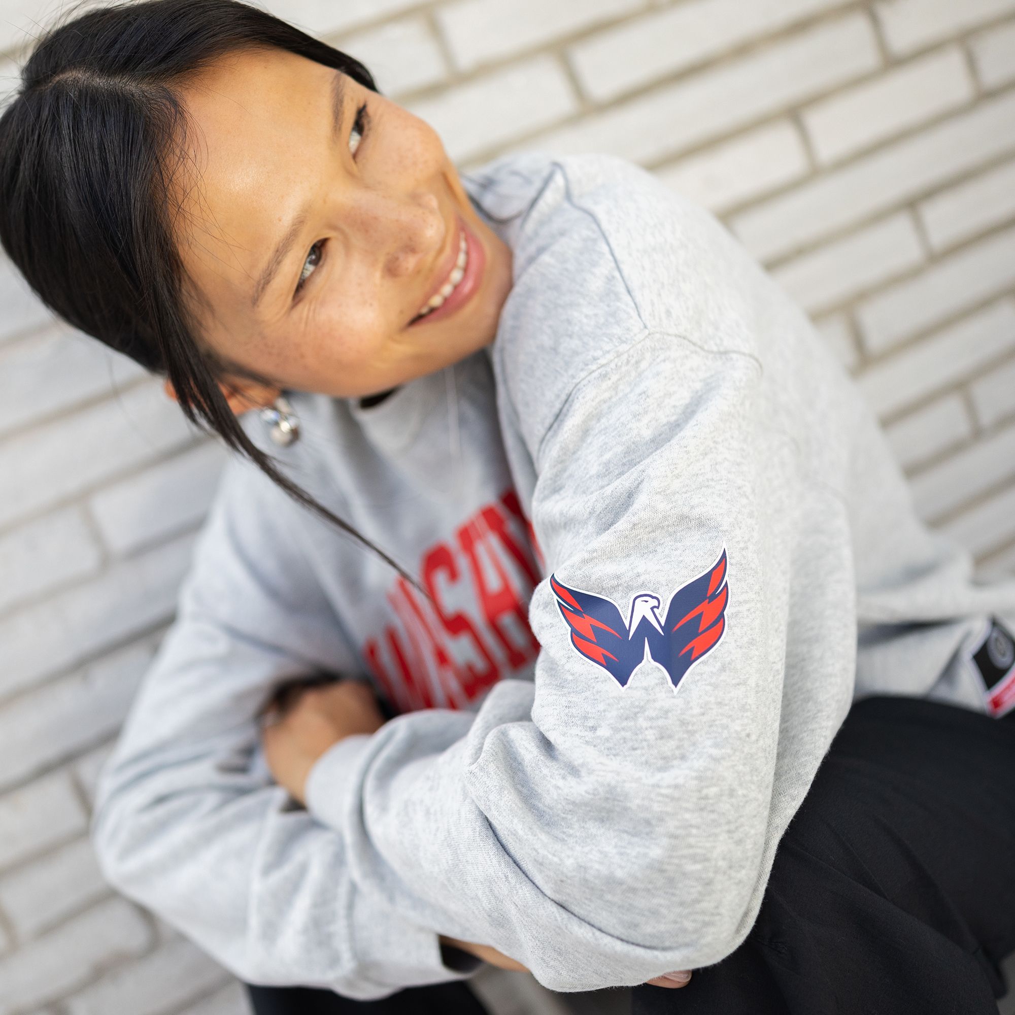 Mitchell & Ness Women's Washington Capitals Grey Logo Crewneck Sweatshirt product image