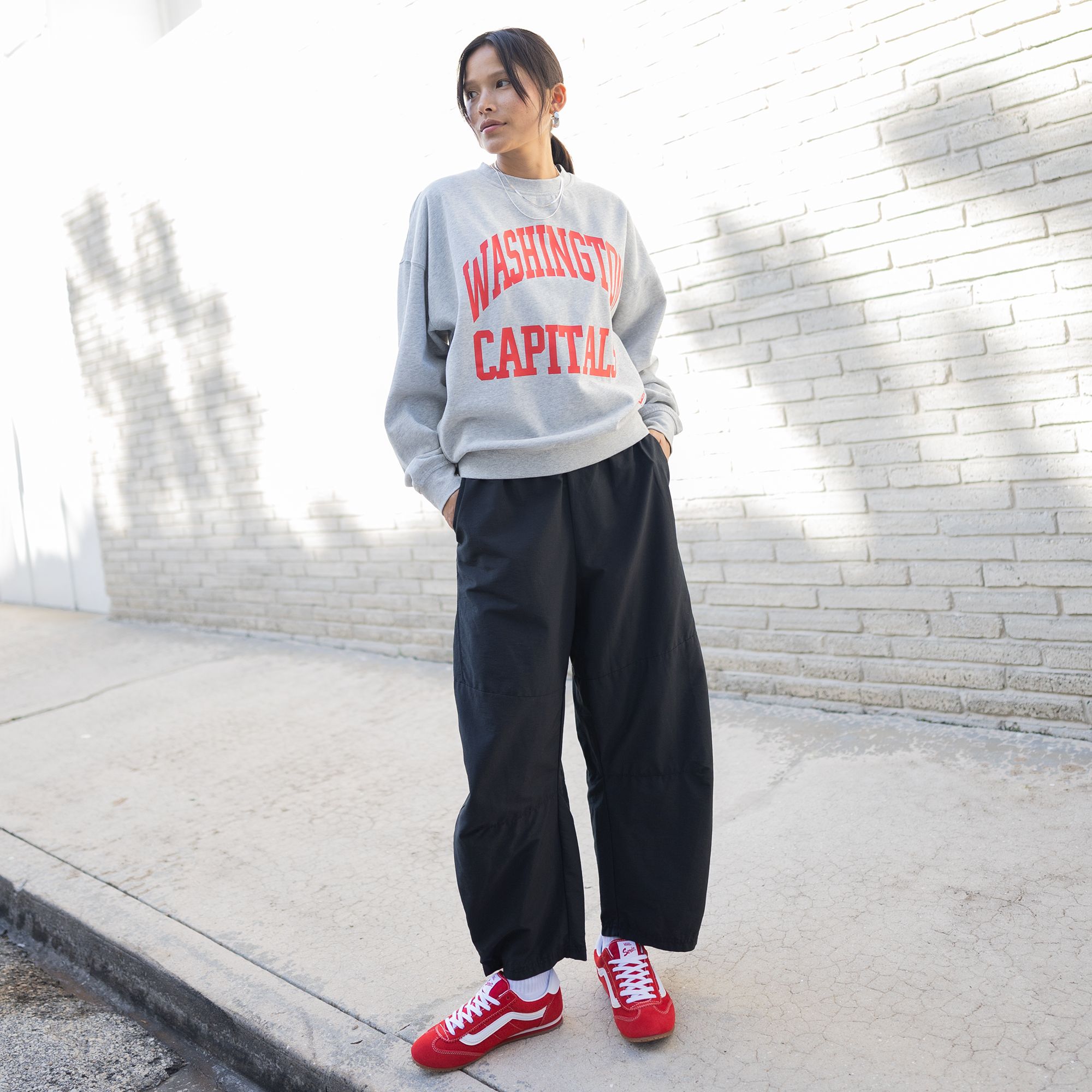 Mitchell & Ness Women's Washington Capitals Grey Logo Crewneck Sweatshirt product image