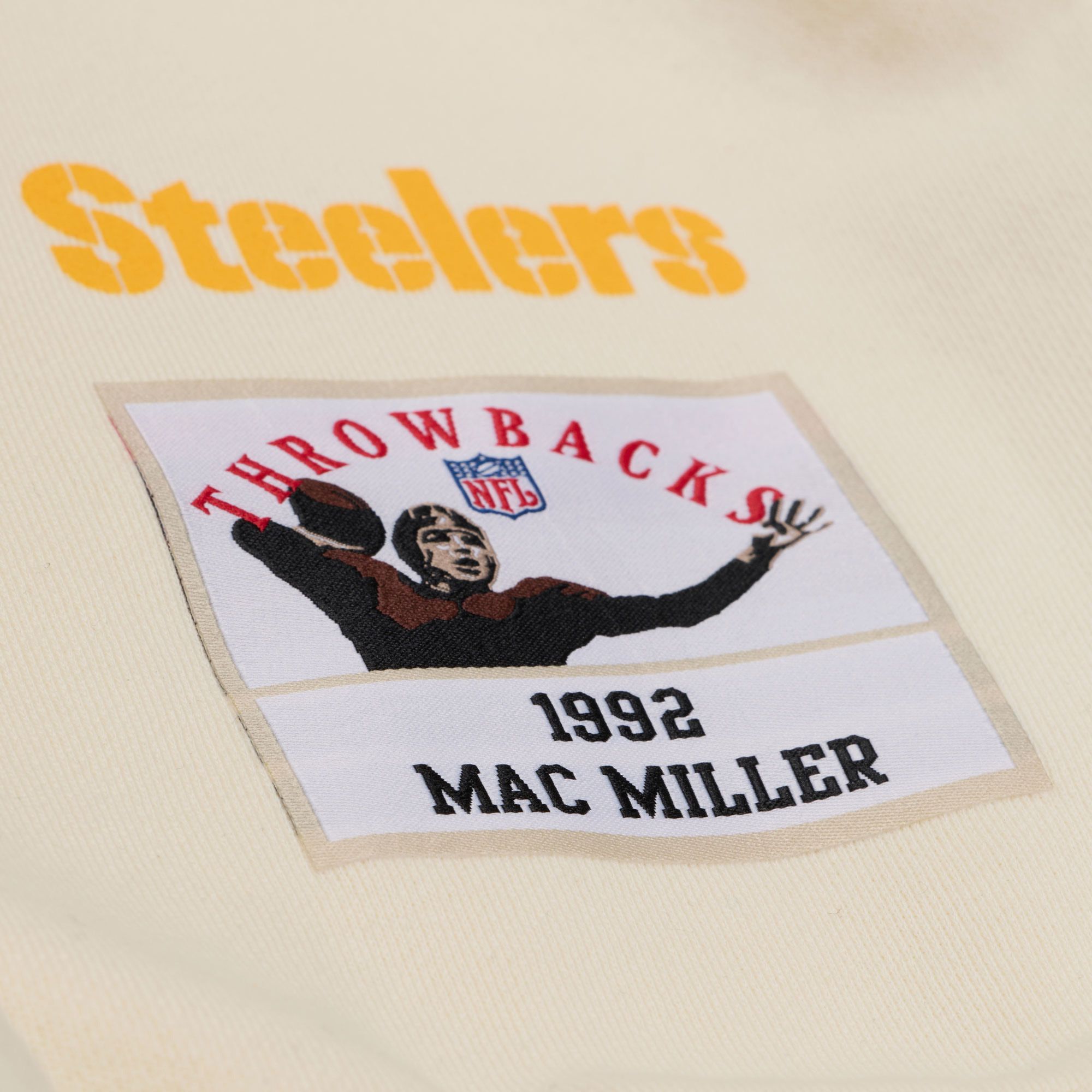 Mitchell & Ness Men's NFL Pittsburgh Steelers x Mac Miller Cream Slide Crewneck Sweatshirt product image