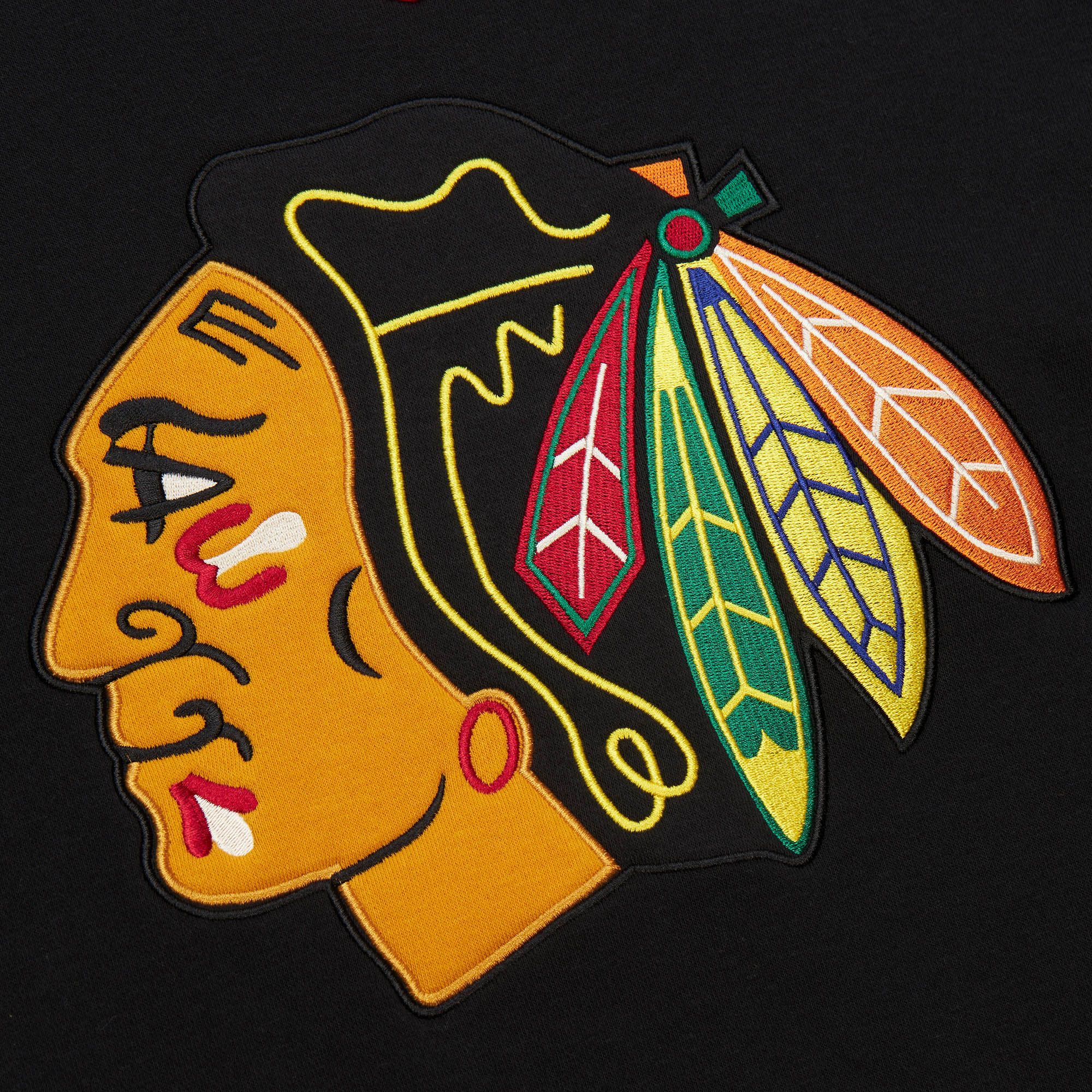 Mitchell & Ness Men's Chicago Blackhawks Black Lace-Up Crewneck Sweatshirt product image