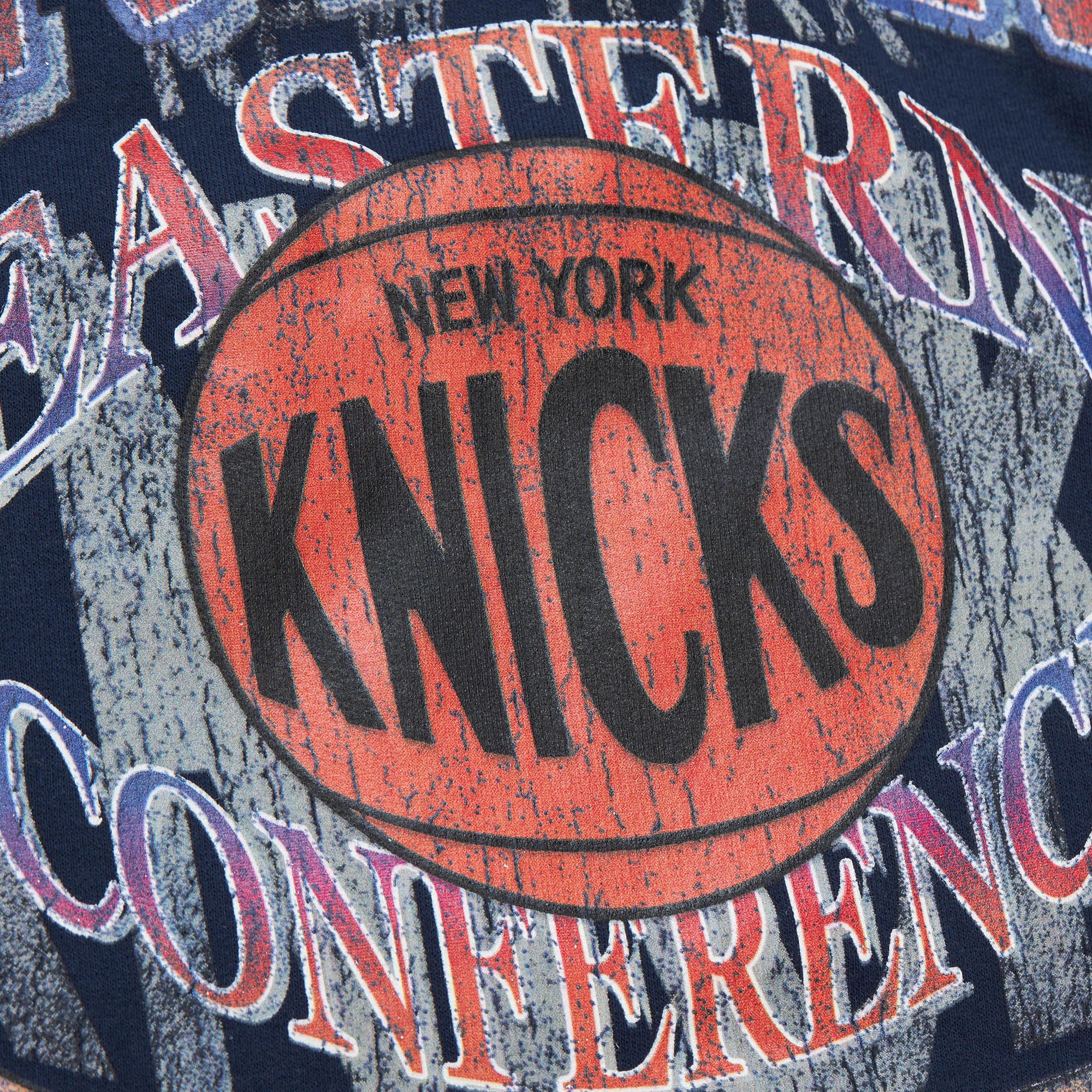 Mitchell & Ness Men's New York Knicks Blue Retro Graphic Easy Cool Crew Pullover Sweatshirt product image