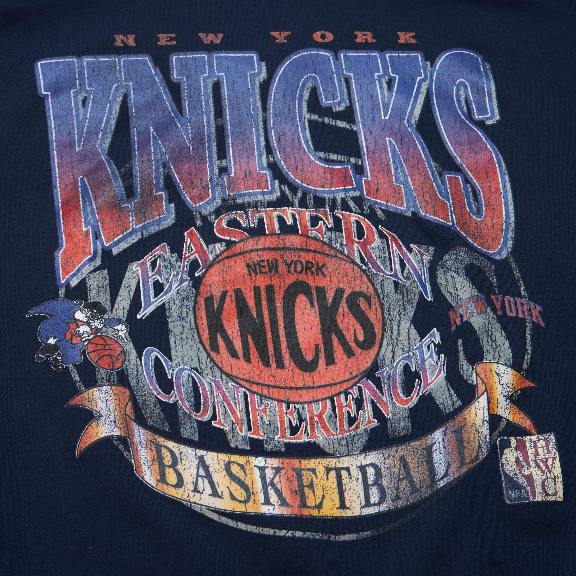 Mitchell & Ness Men's New York Knicks Blue Retro Graphic Easy Cool Crew Pullover Sweatshirt product image