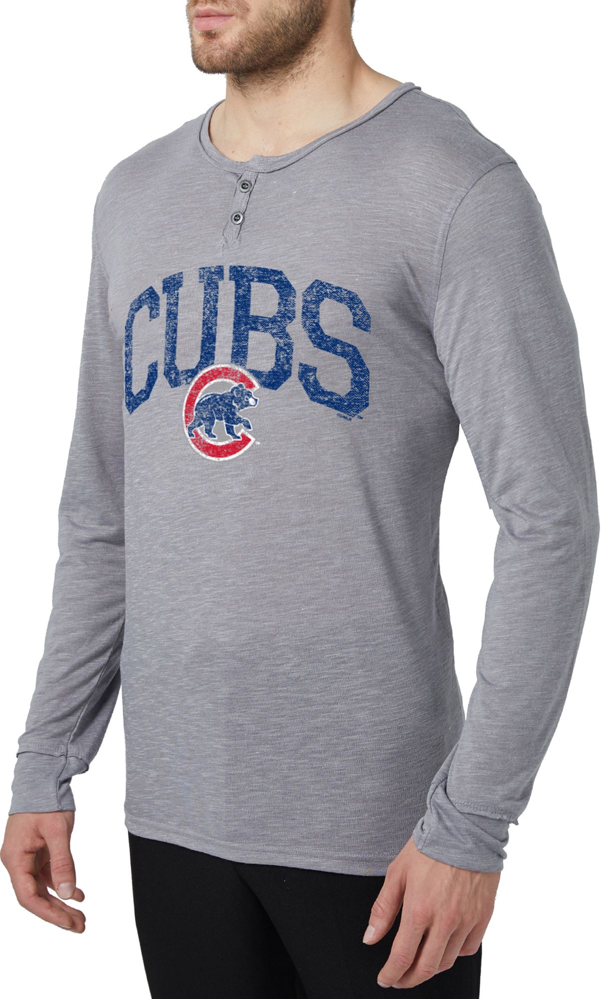 Concepts Men's Chicago Cubs Grey Henley Long Sleeve Shirt product image
