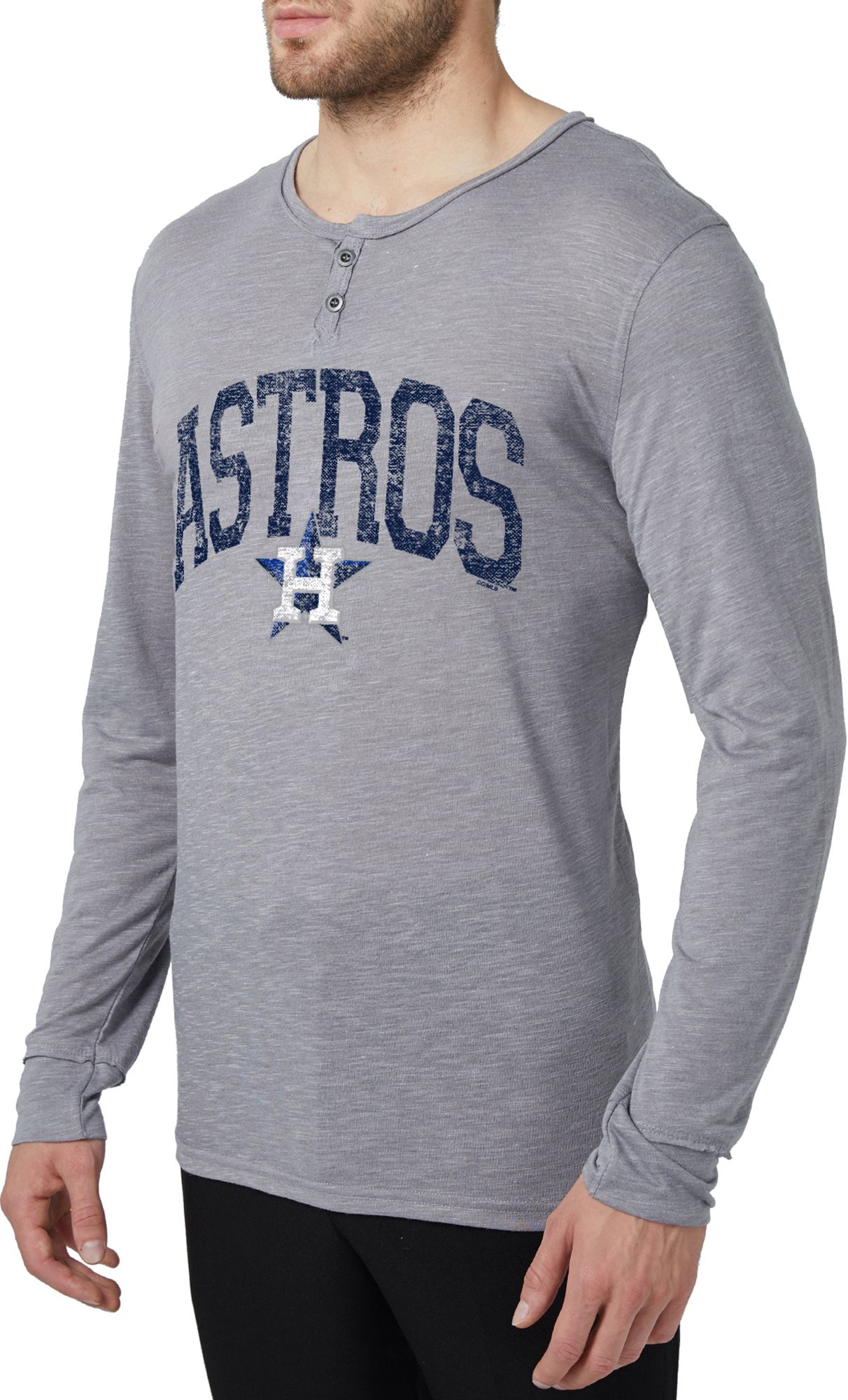 Concepts Men's Houston Astros Grey Henley Long Sleeve Shirt product image