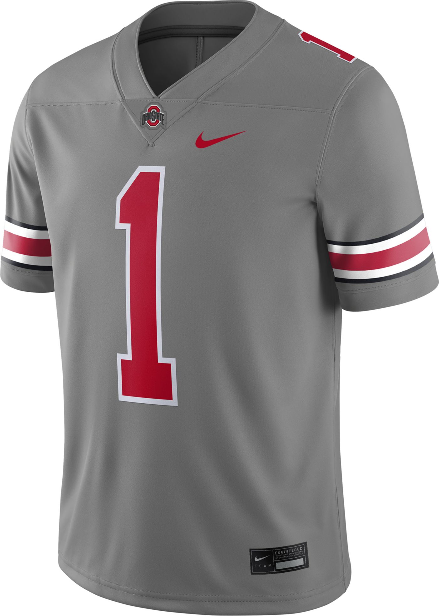 Nike Men s Ohio State Buckeyes Grey Dri FIT Alternate Game Football Jersey Dick s Sporting Goods