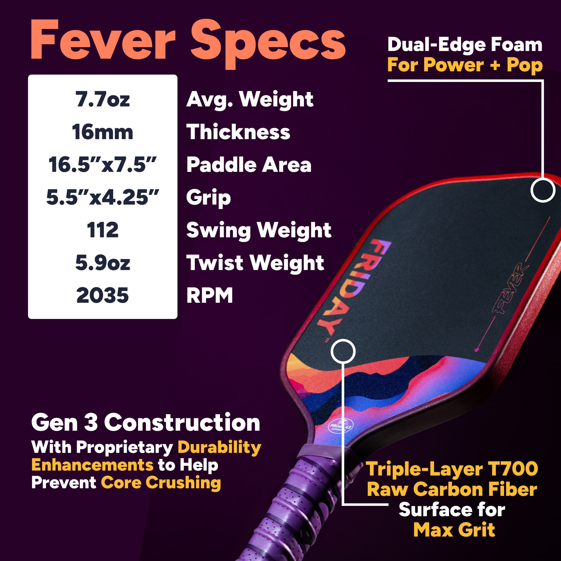 Friday Labs Fever Pickleball Paddle product image