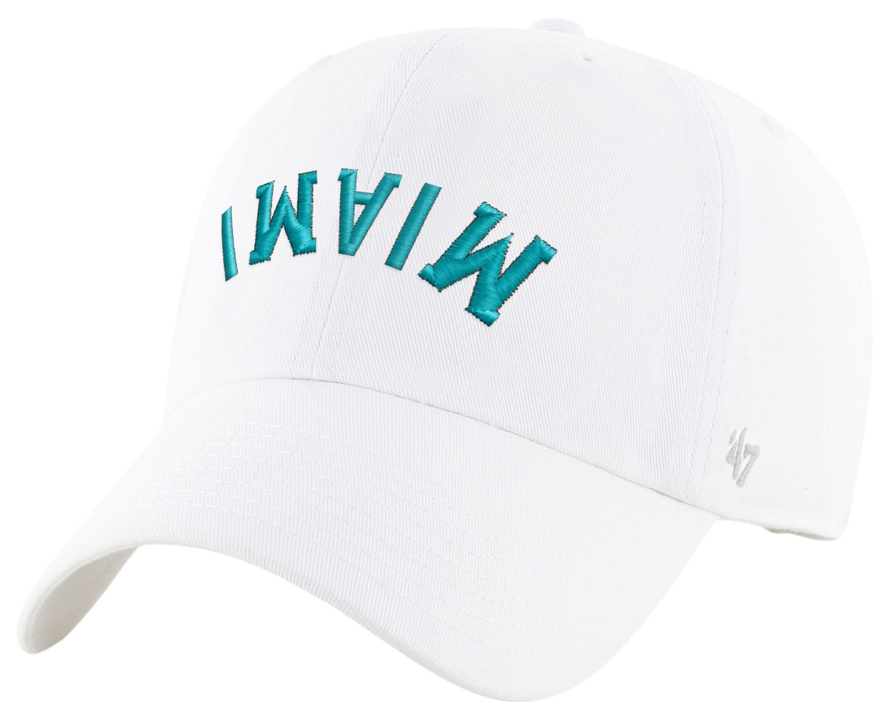 '47 Adult Miami Dolphins Upside Down White Clean Up Adjustable Hat product image