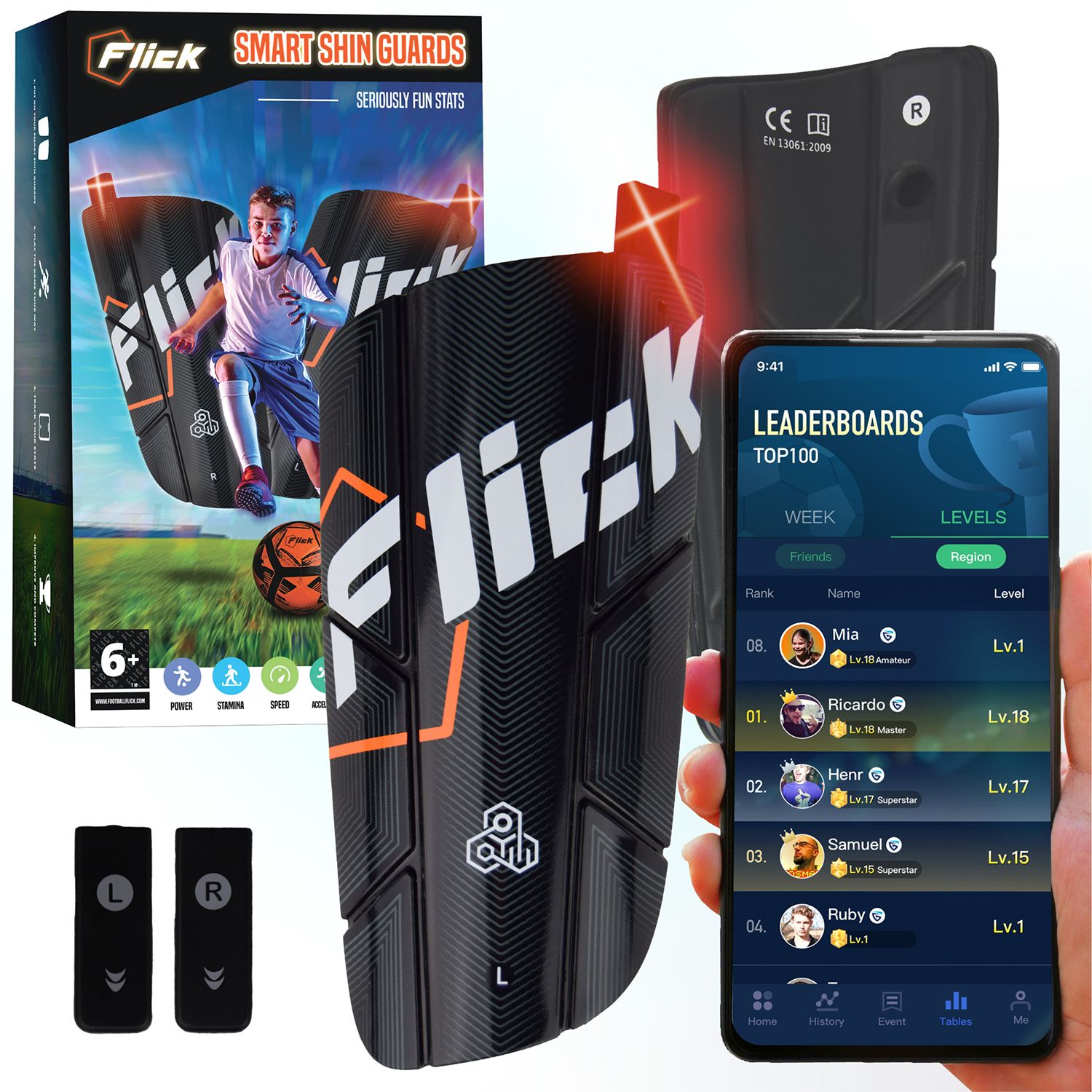 Flick Smart Soccer Tracker w/ Shin Guards product image