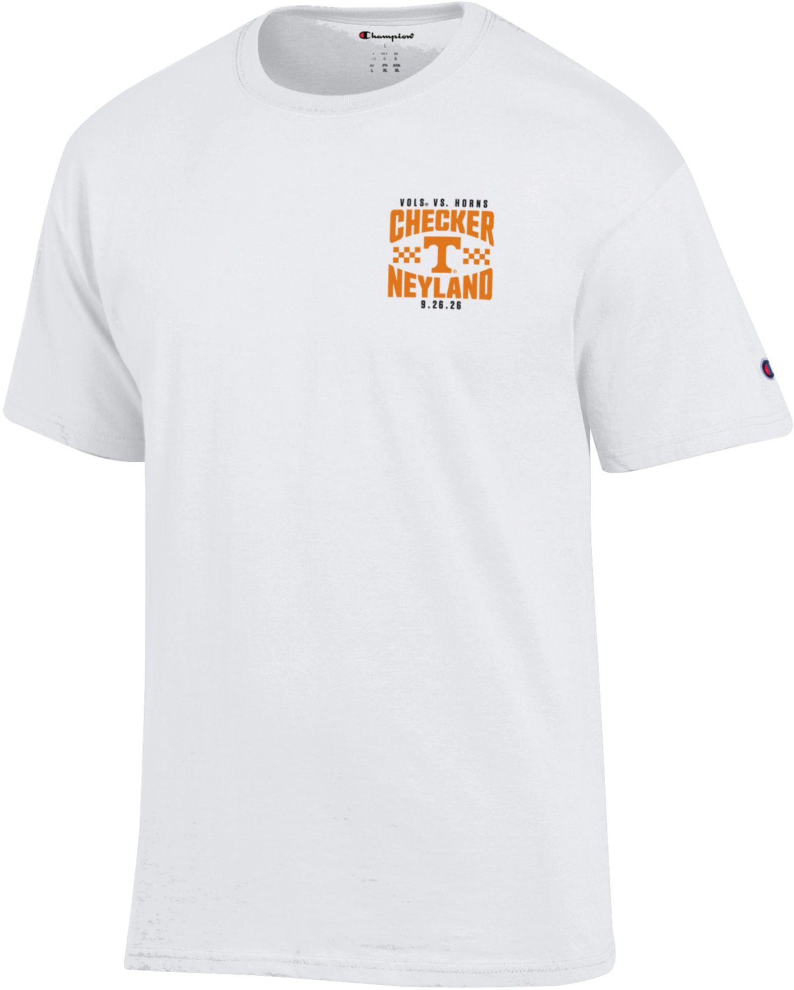 Champion Adult Tennessee Volunteers vs. Texas Longhorns Checker Neyland Stadium T-Shirt product image