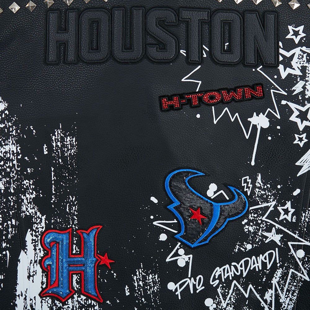 Pro Standard Women's Houston Texans Black Sketchbook Full-Zip Leather Jacket product image