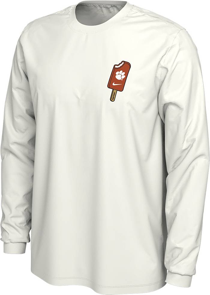 Nike Men's White Clemson Tigers Team Lockup 2-Hit Long Sleeve T-Shirt