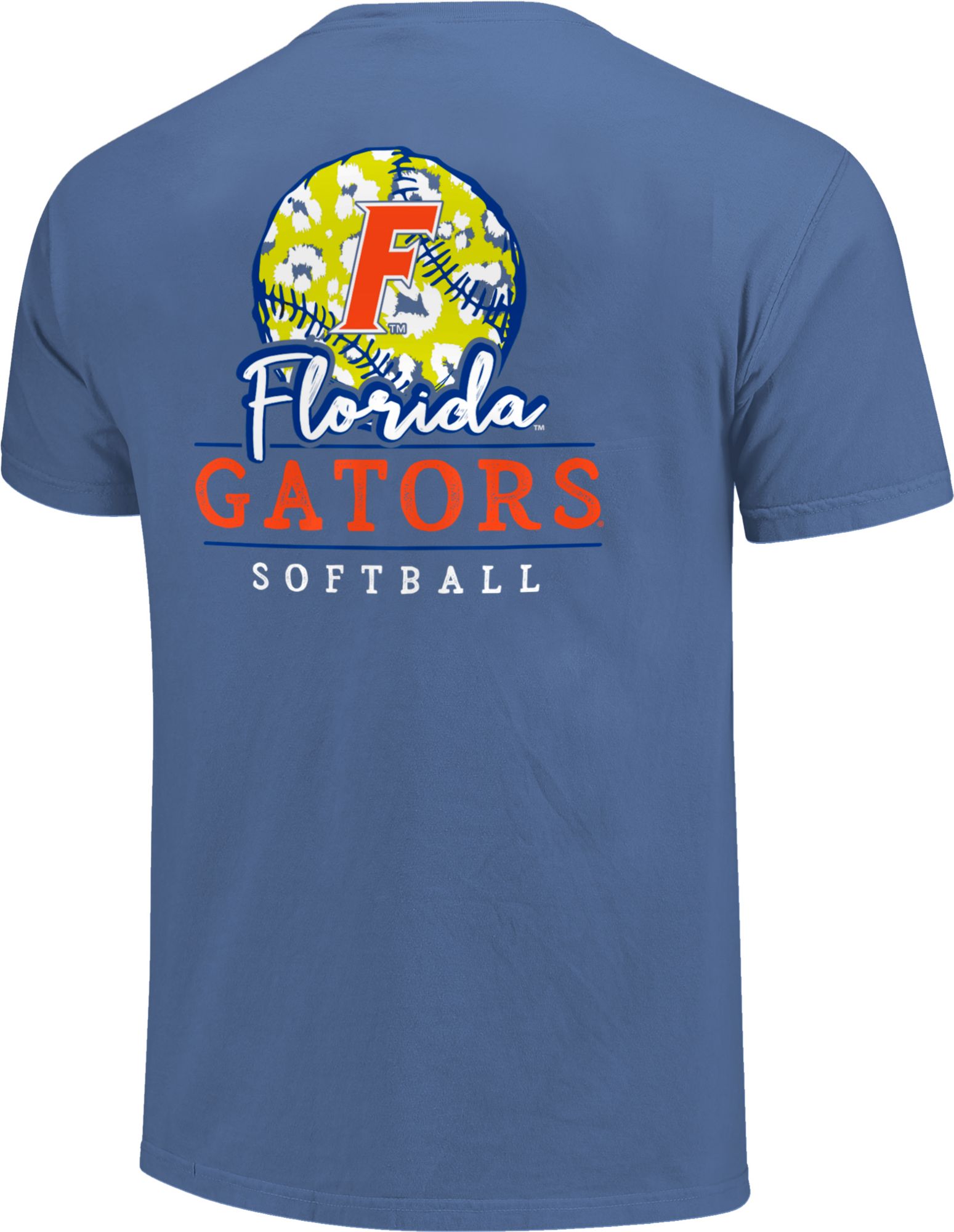 Image One Women's Florida Gators Blue Pattern Script Softball T-Shirt product image