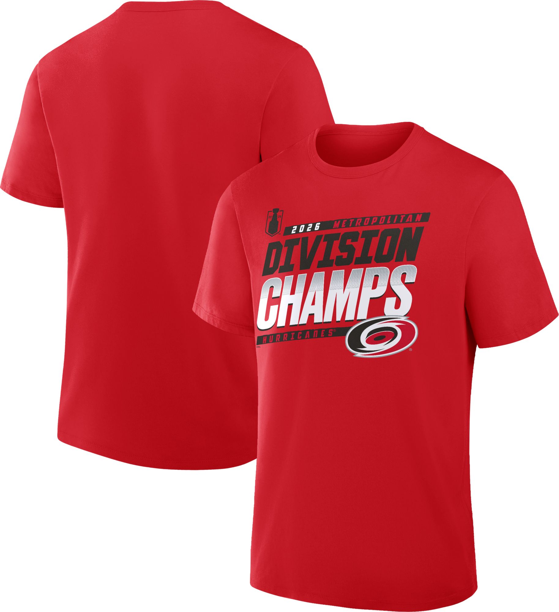 NHL Adult Carolina Hurricanes 2026 Metropolitan Division Champions Athletic Red Locker Room T-Shirt product image