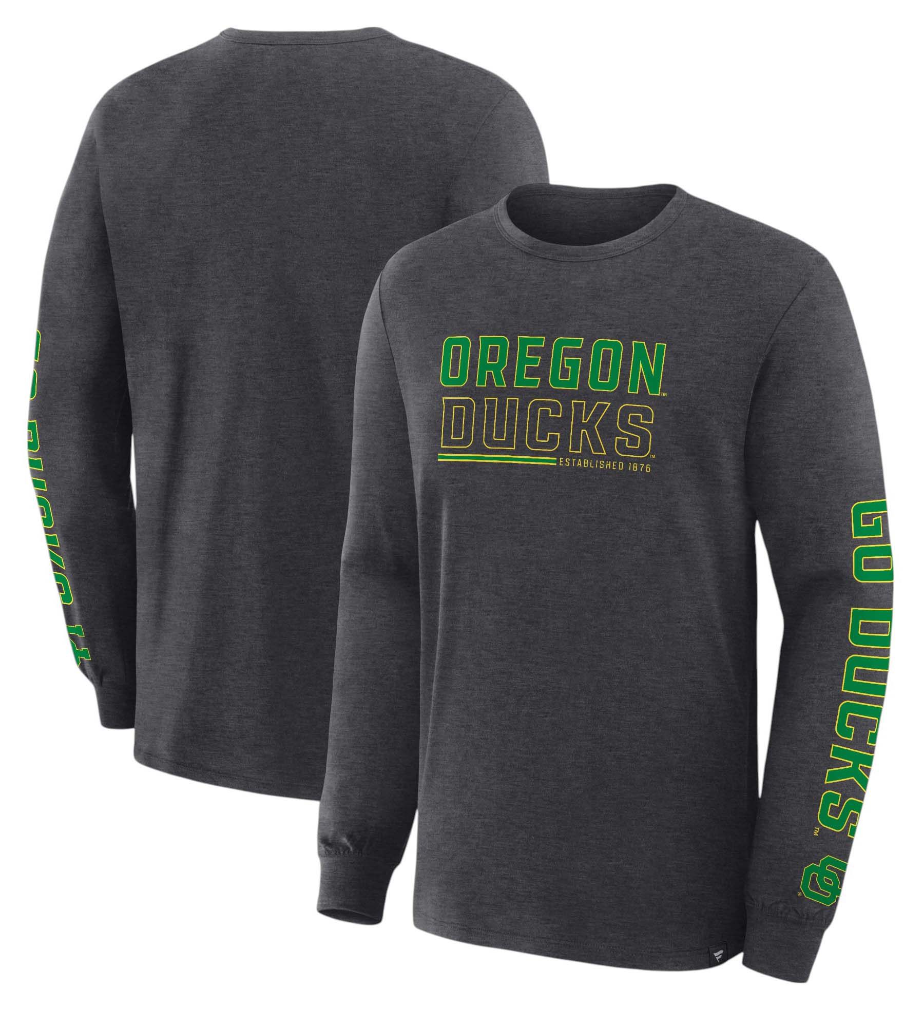 NCAA Men's Oregon Ducks Charcoal Heather Legacy Cotton Long Sleeve T-Shirt product image