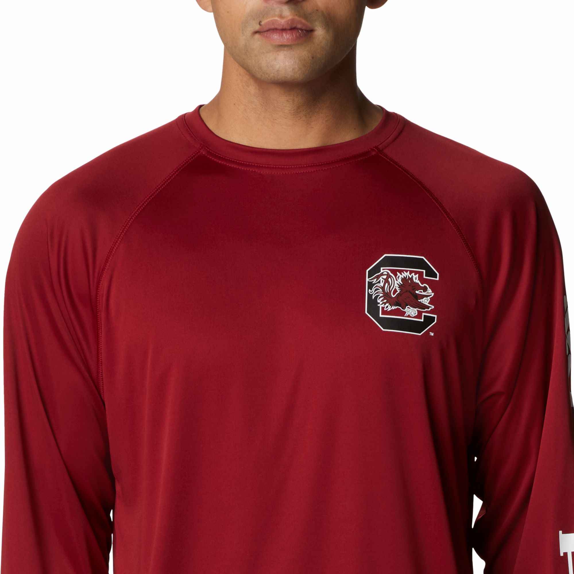 Men's Columbia Garnet South Carolina Gamecocks Terminal Tackle Omni-Shade  Raglan Long Sleeve T-Shirt