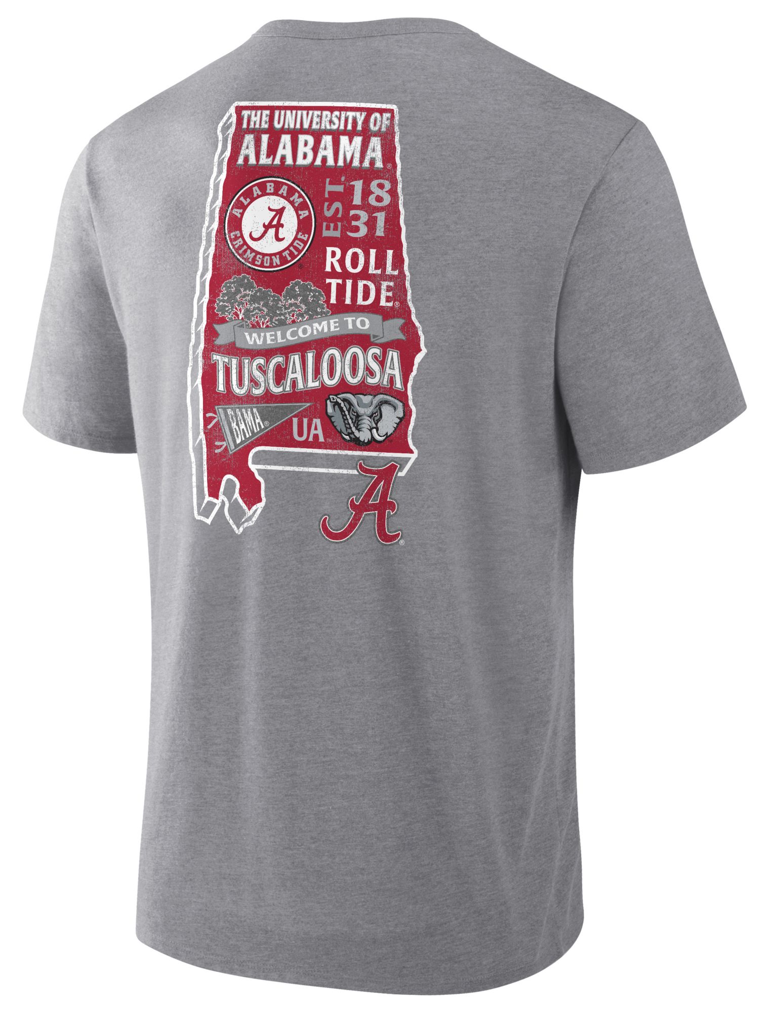 NCAA Men's Alabama Crimson Tide Athletic Gray Heather Triblend State T-Shirt product image