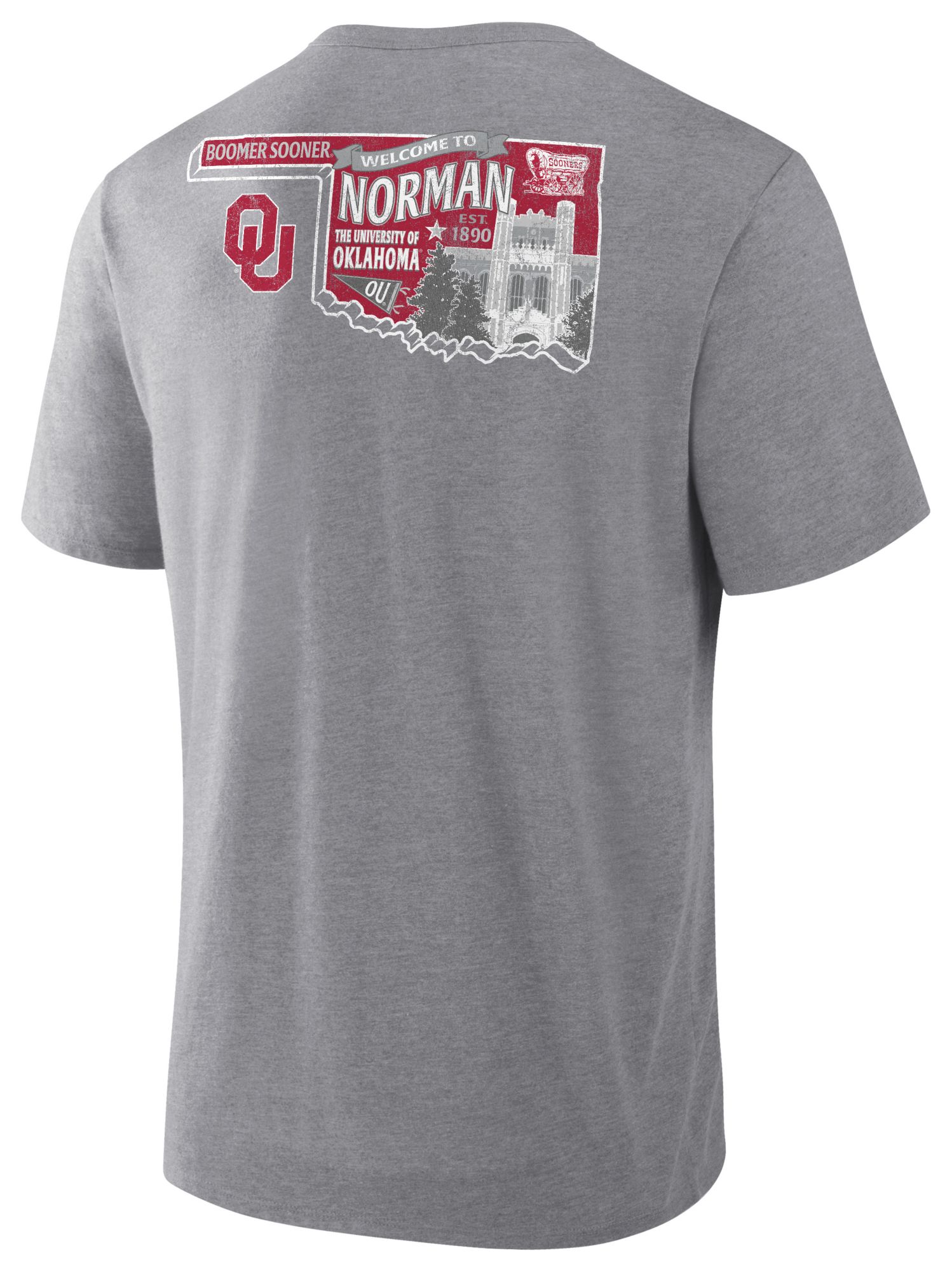 NCAA Men's Oklahoma Sooners Athletic Gray Heather Triblend State T-Shirt product image