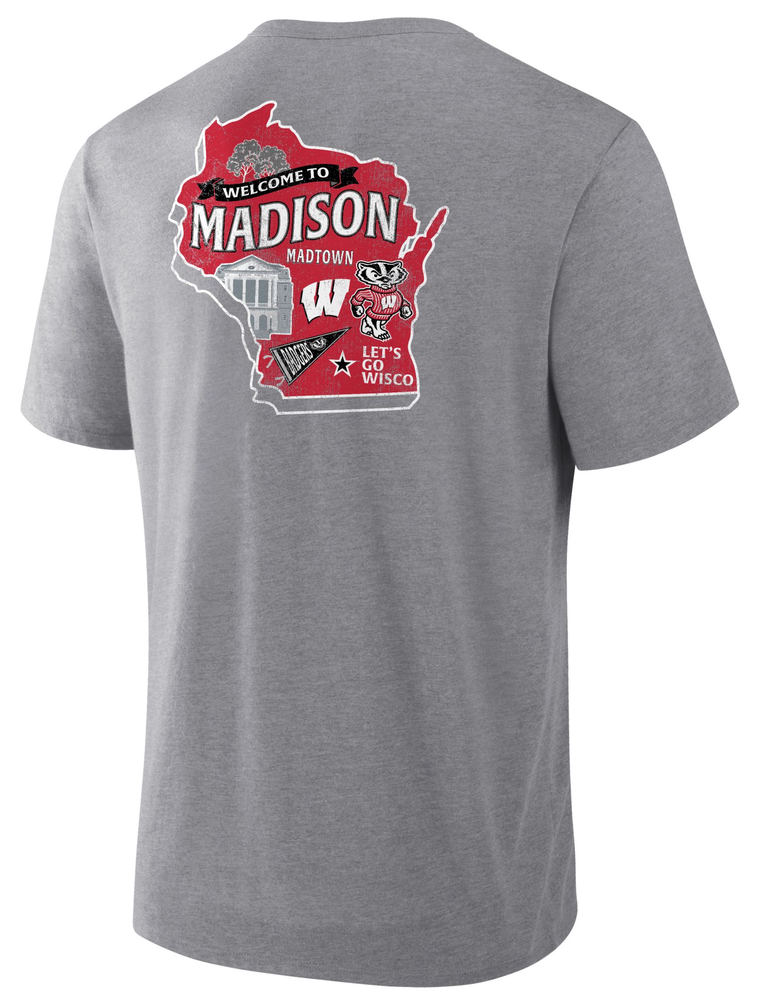 NCAA Men's Wisconsin Badgers Athletic Gray Heather Triblend State T-Shirt product image