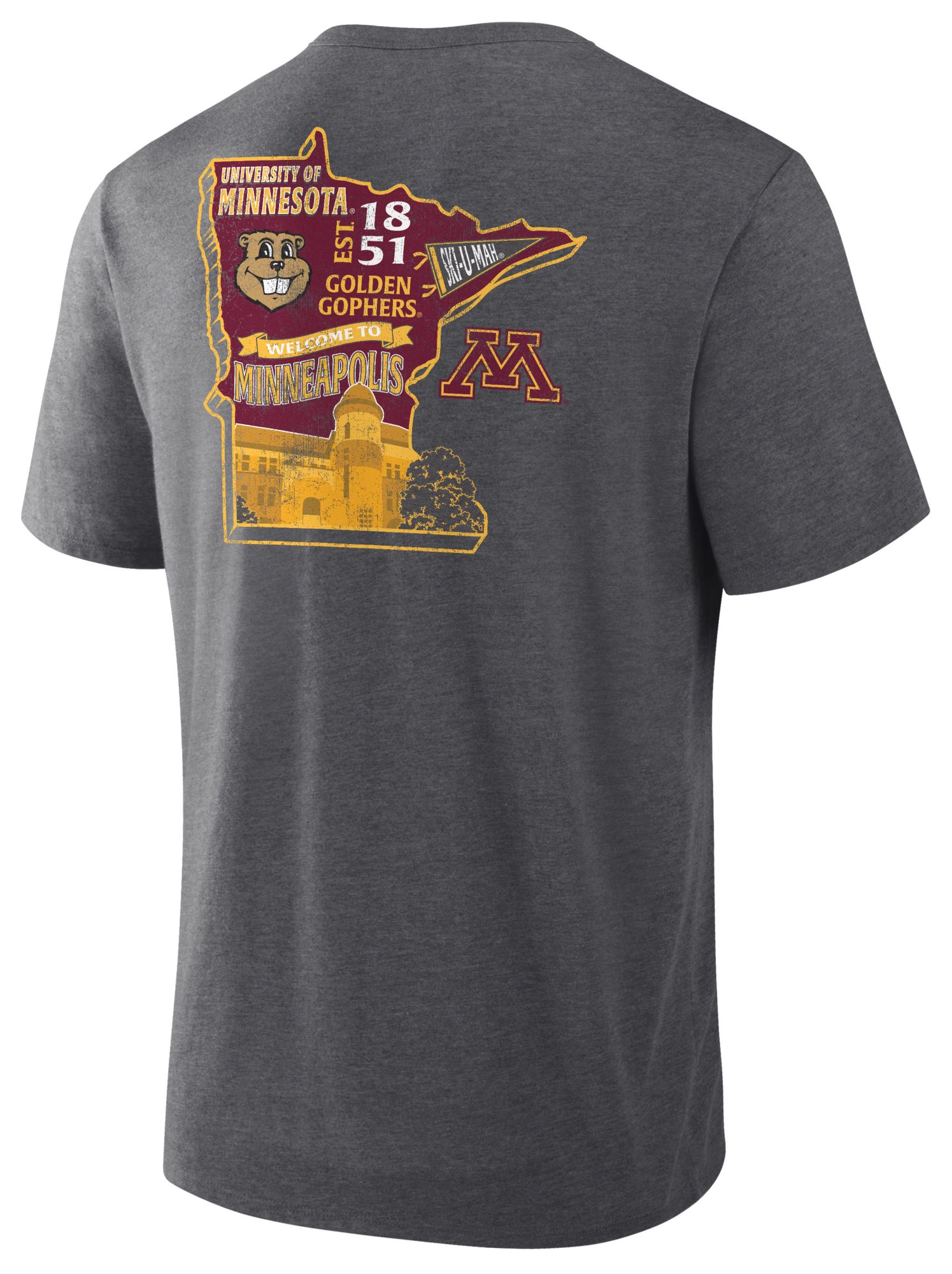 NCAA Men's Minnesota Golden Gophers Charcoal Heather Triblend State T-Shirt product image